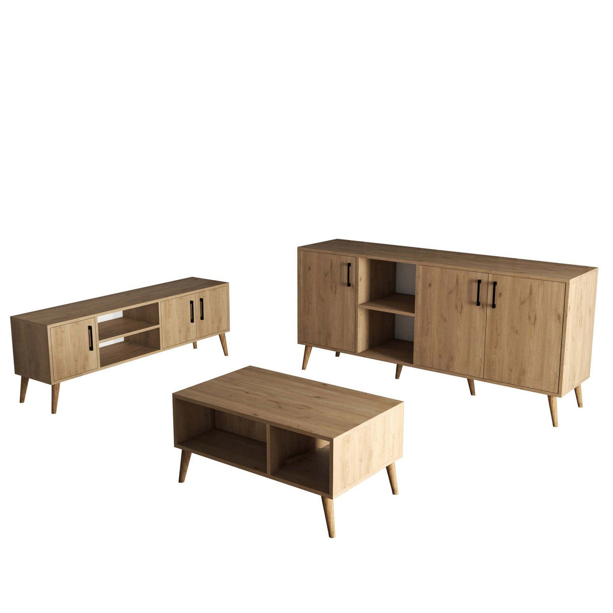 Set mobilă pentru sufragerie Set 1586-2076-1626, Stejar, 150x34x52 cm