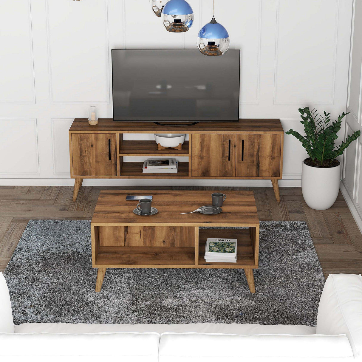 Set mobilă pentru sufragerie Set 1582-2072, Nuc, 150x34x52 cm