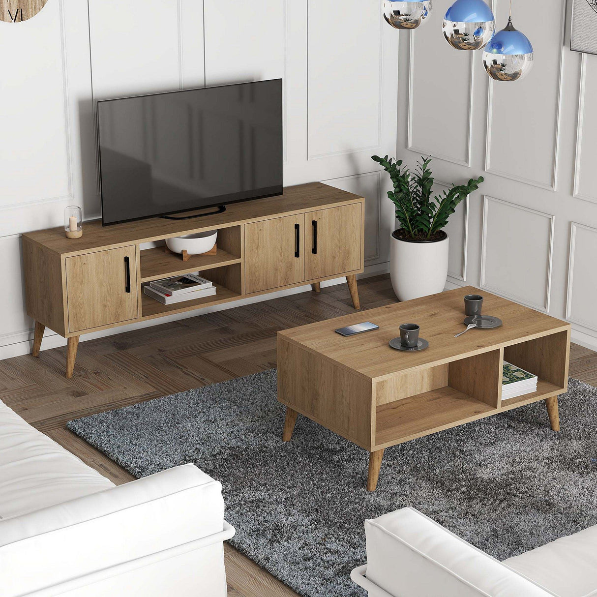 Set mobilă pentru sufragerie Set 1586-2076, Stejar, 150x34x52 cm