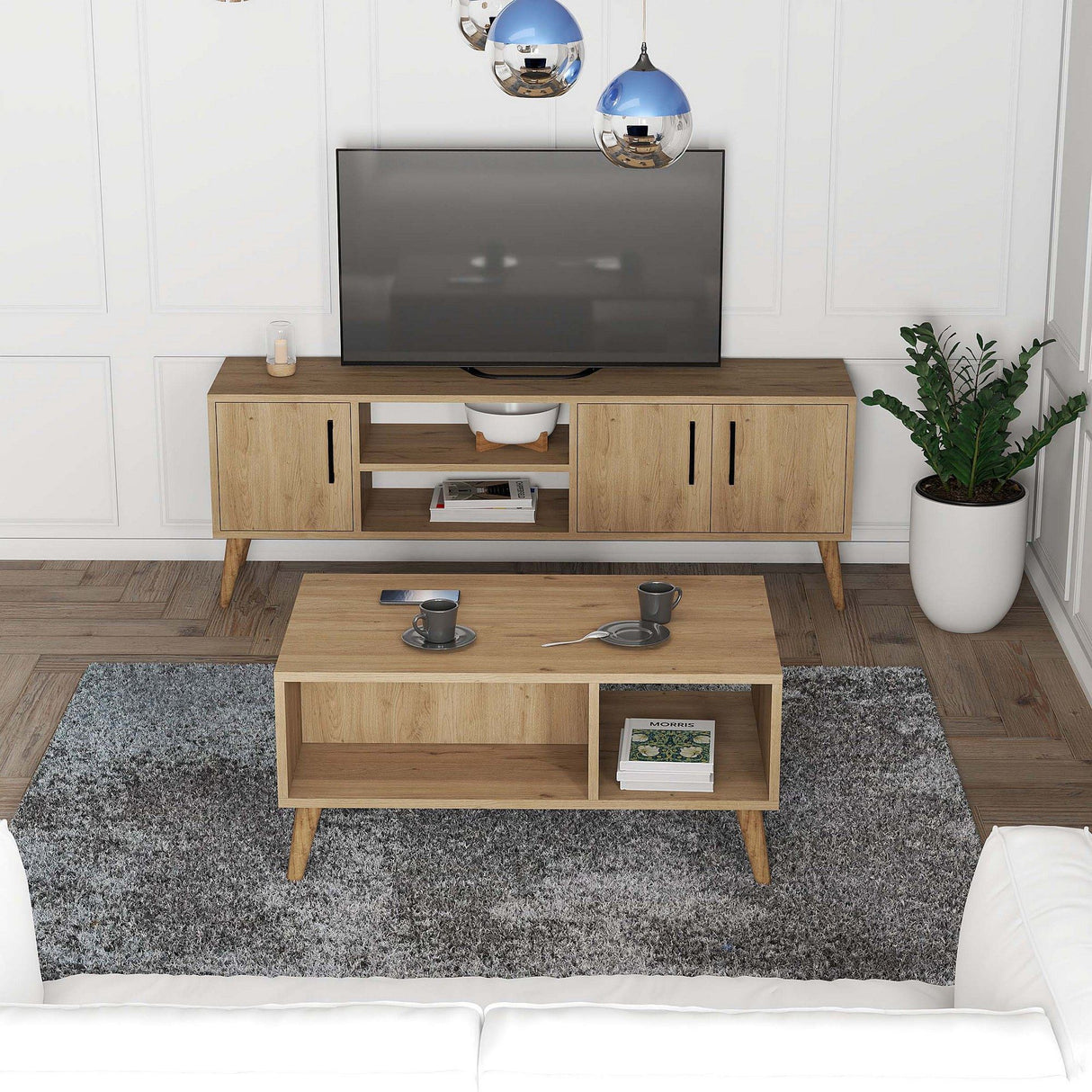 Set mobilă pentru sufragerie Set 1586-2076, Stejar, 150x34x52 cm
