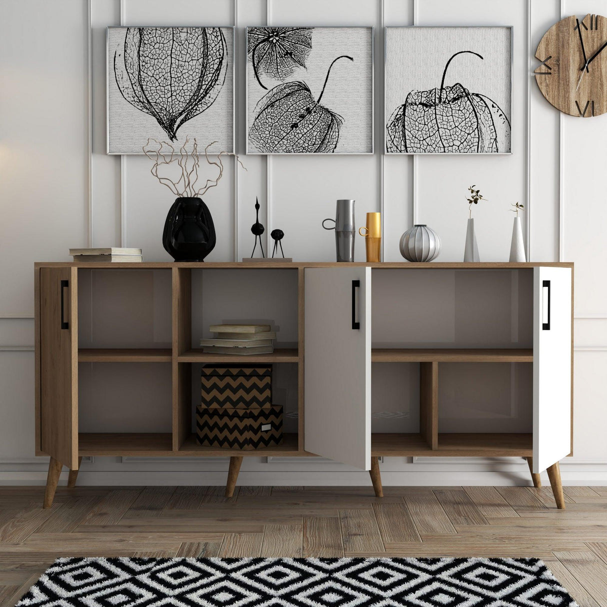 Consolă Exxen Console, Stejar, 180x80x45 cm - Stejar Alb, SKU 389MZA2205