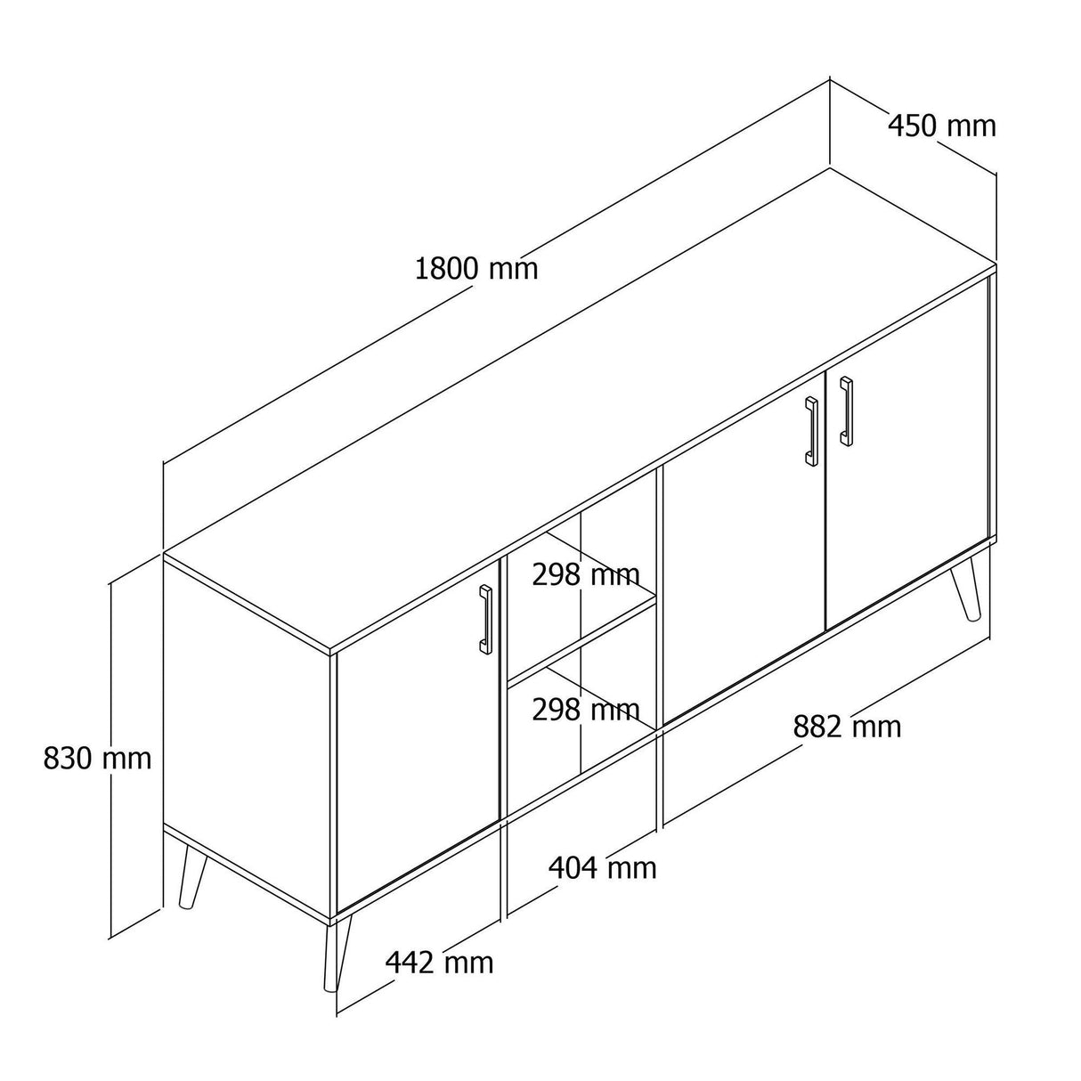Consolă Exxen Console, Stejar, 180x80x45 cm - Stejar Alb, SKU 389MZA2205