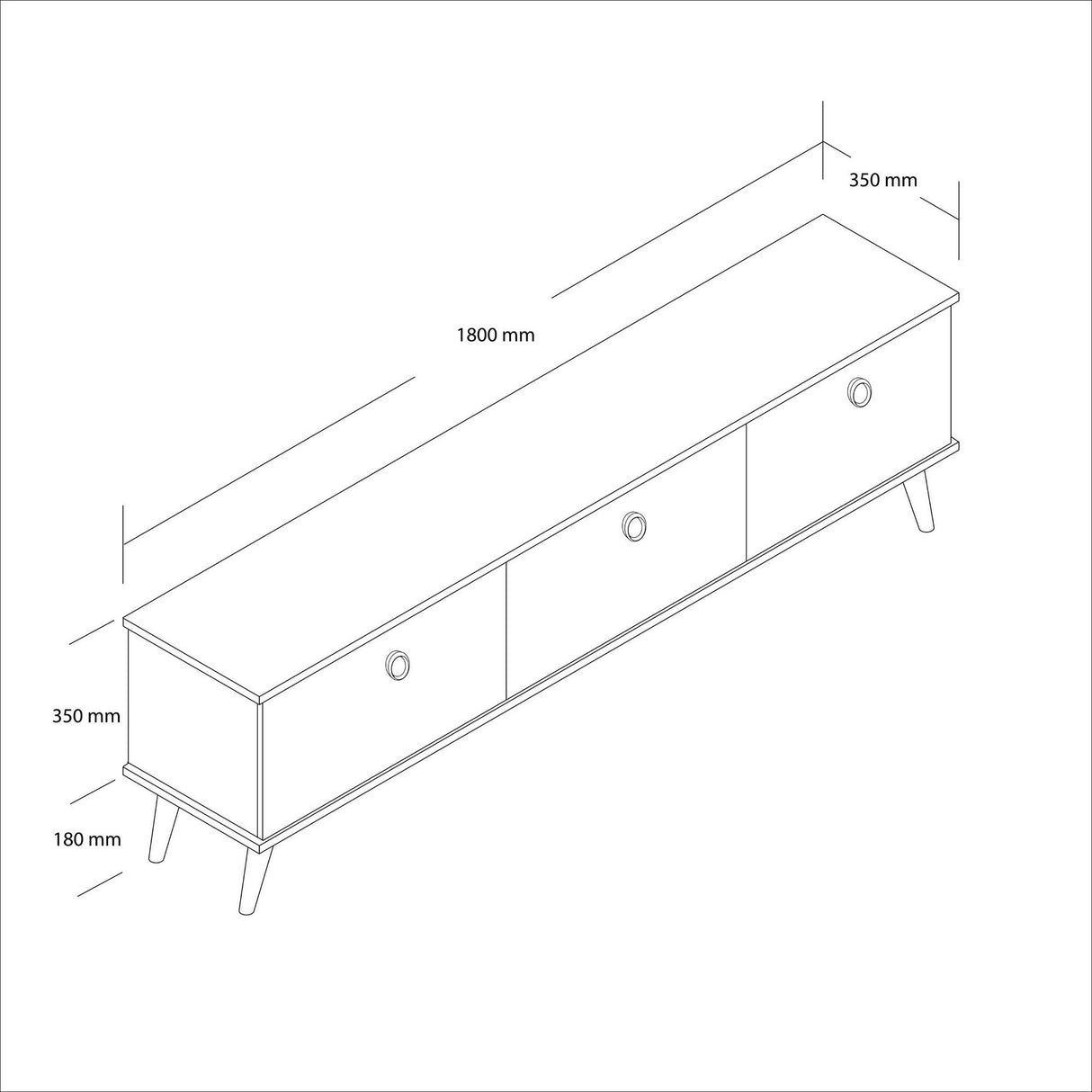 Comodă TV Lexus 1372, Stejar, 180x35x53 cm