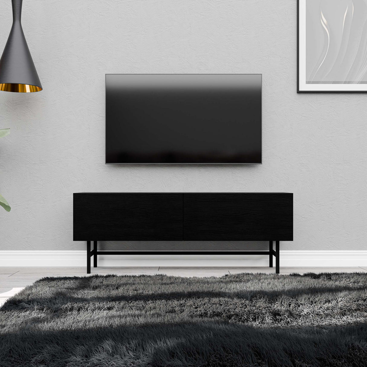 Comodă TV Felix 4000, Negru, 138x30x50 cm