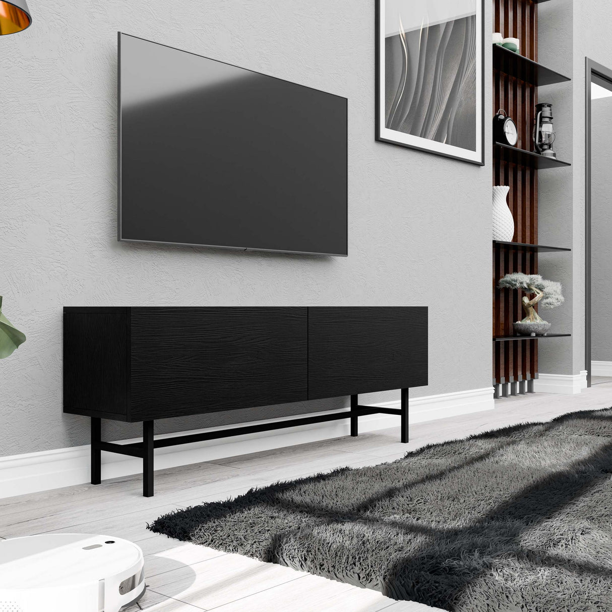 Comodă TV Felix 4000, Negru, 138x30x50 cm