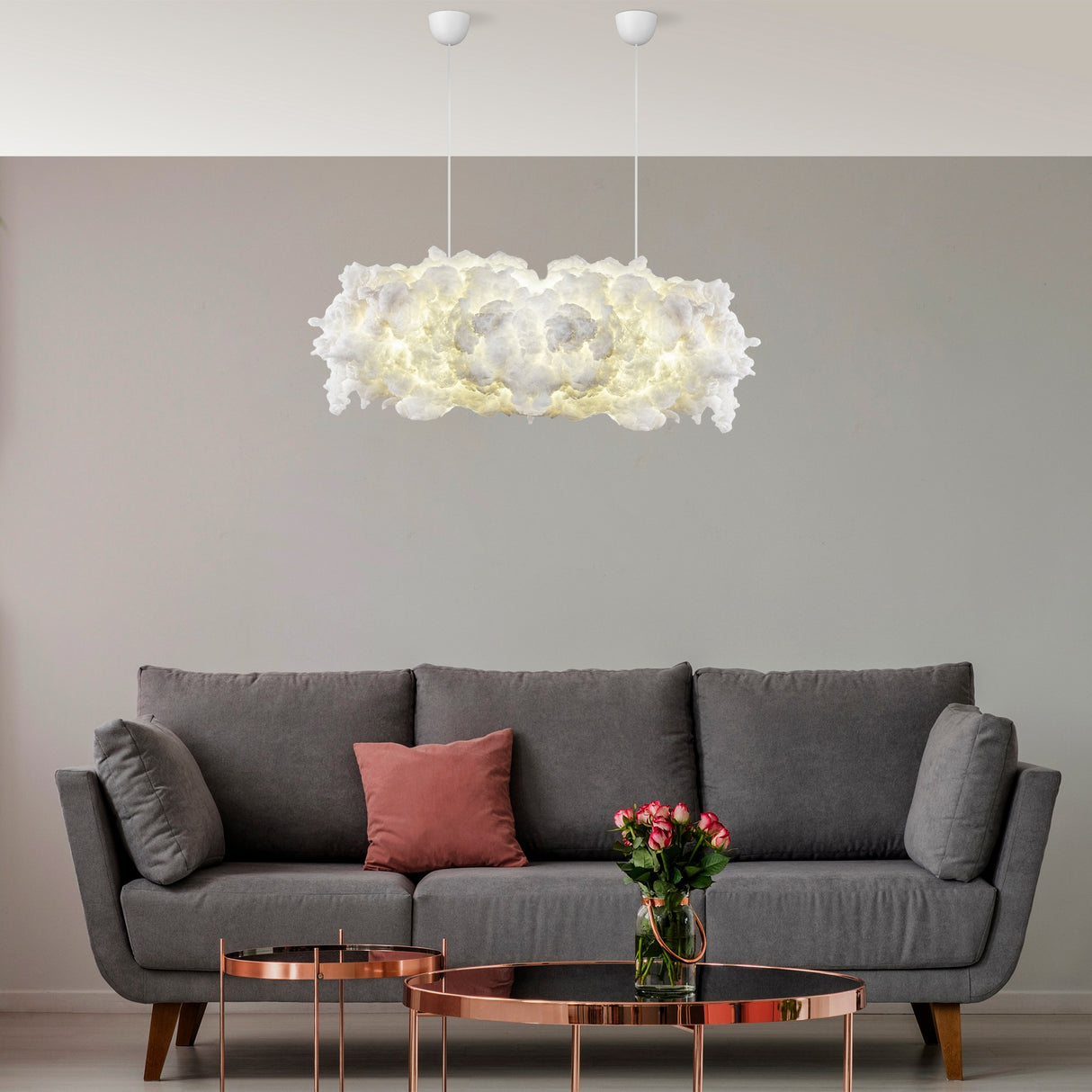 Lustră Serene, Alb, 90x45 cm