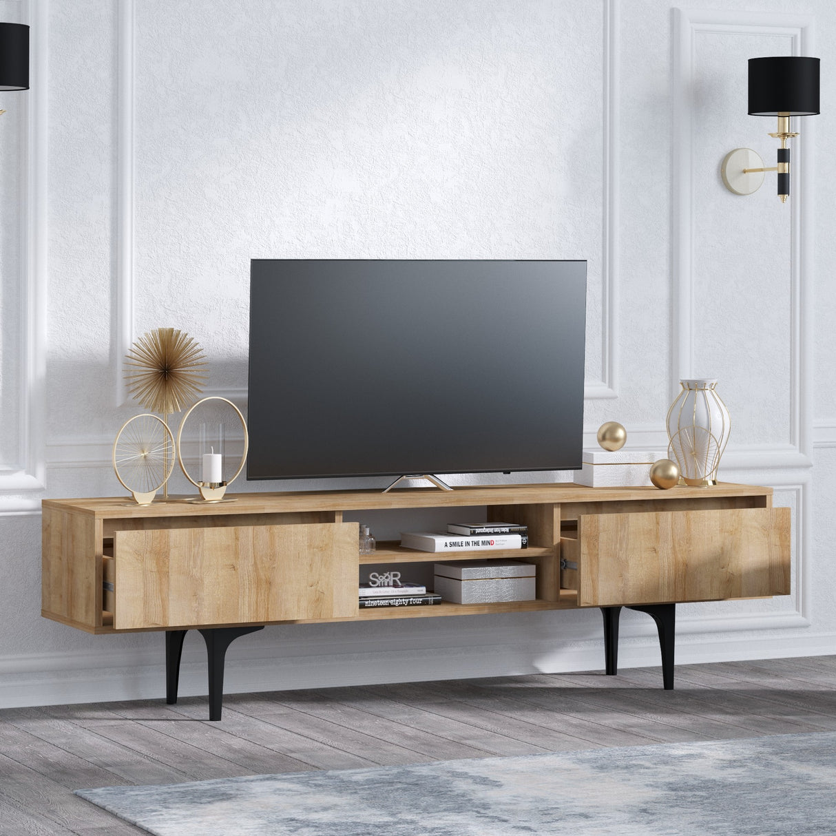 Comodă TV Artemis, Stejar, 180x40x47 cm
