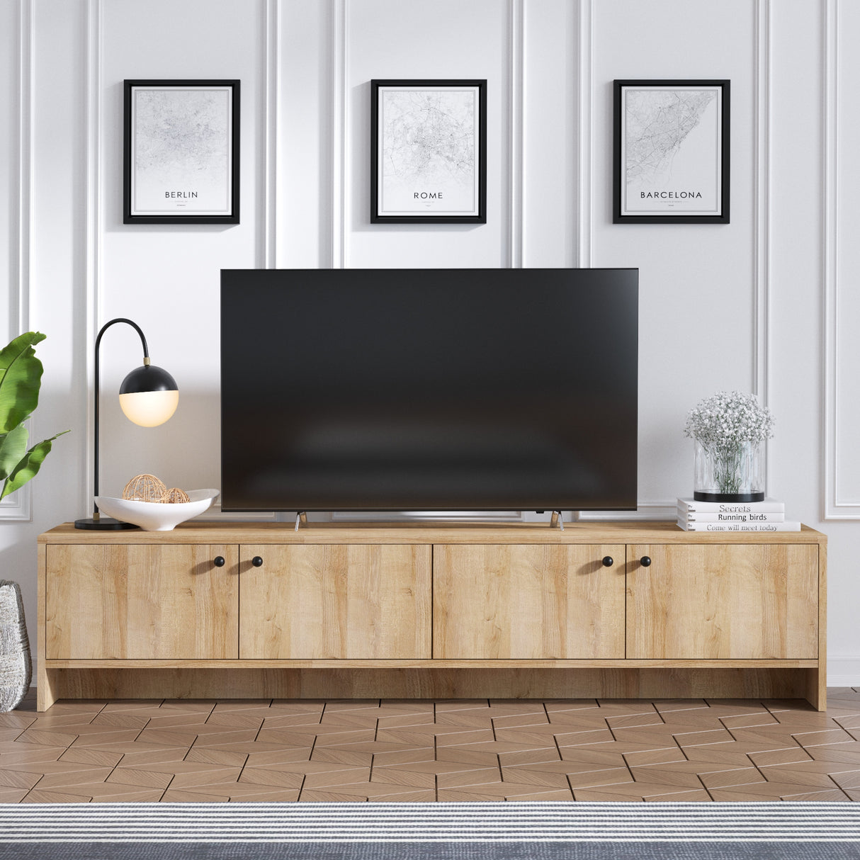 Comodă TV Jimmy, Stejar, 180x35x40 cm