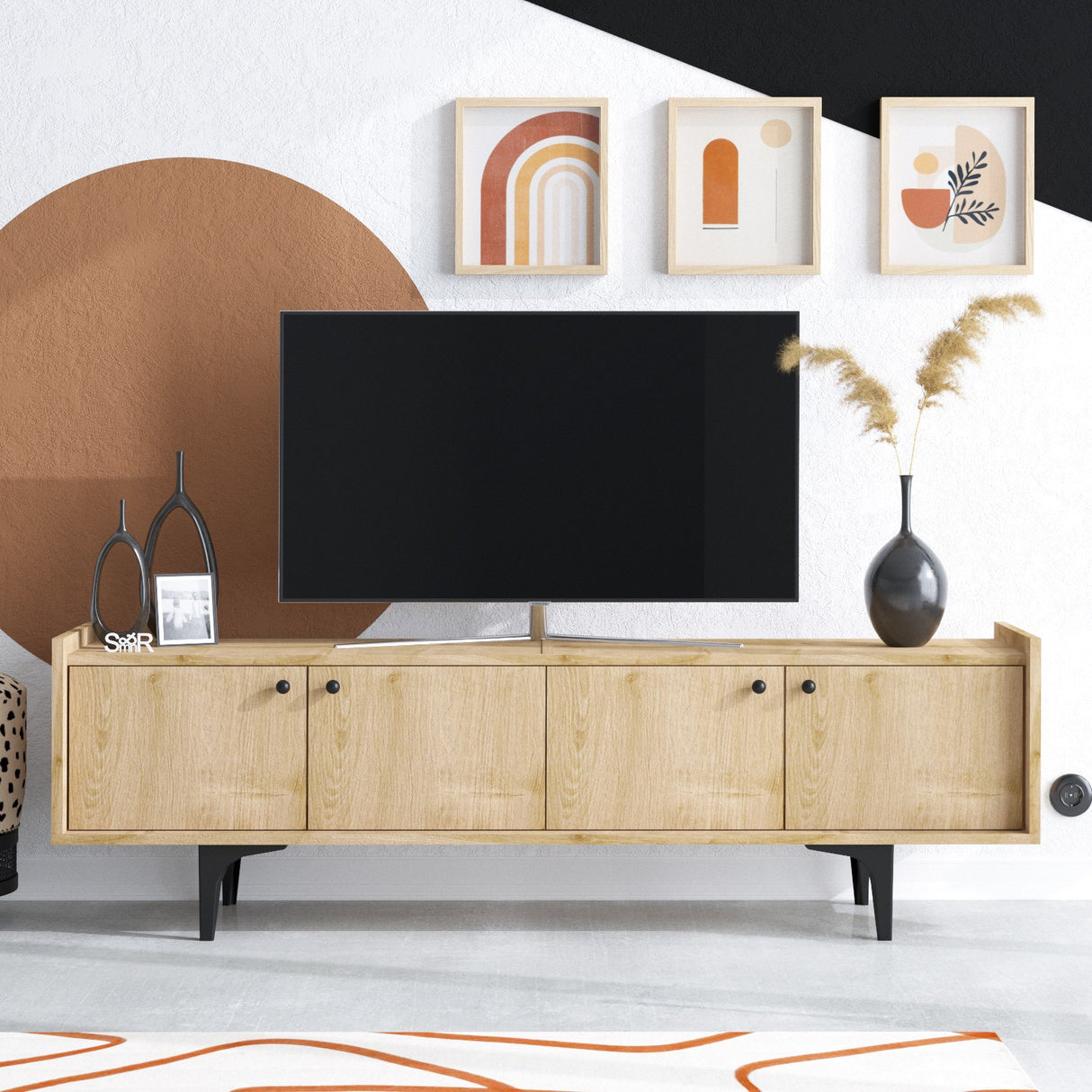 Comodă TV Chow, Stejar safir, 150x40x57 cm