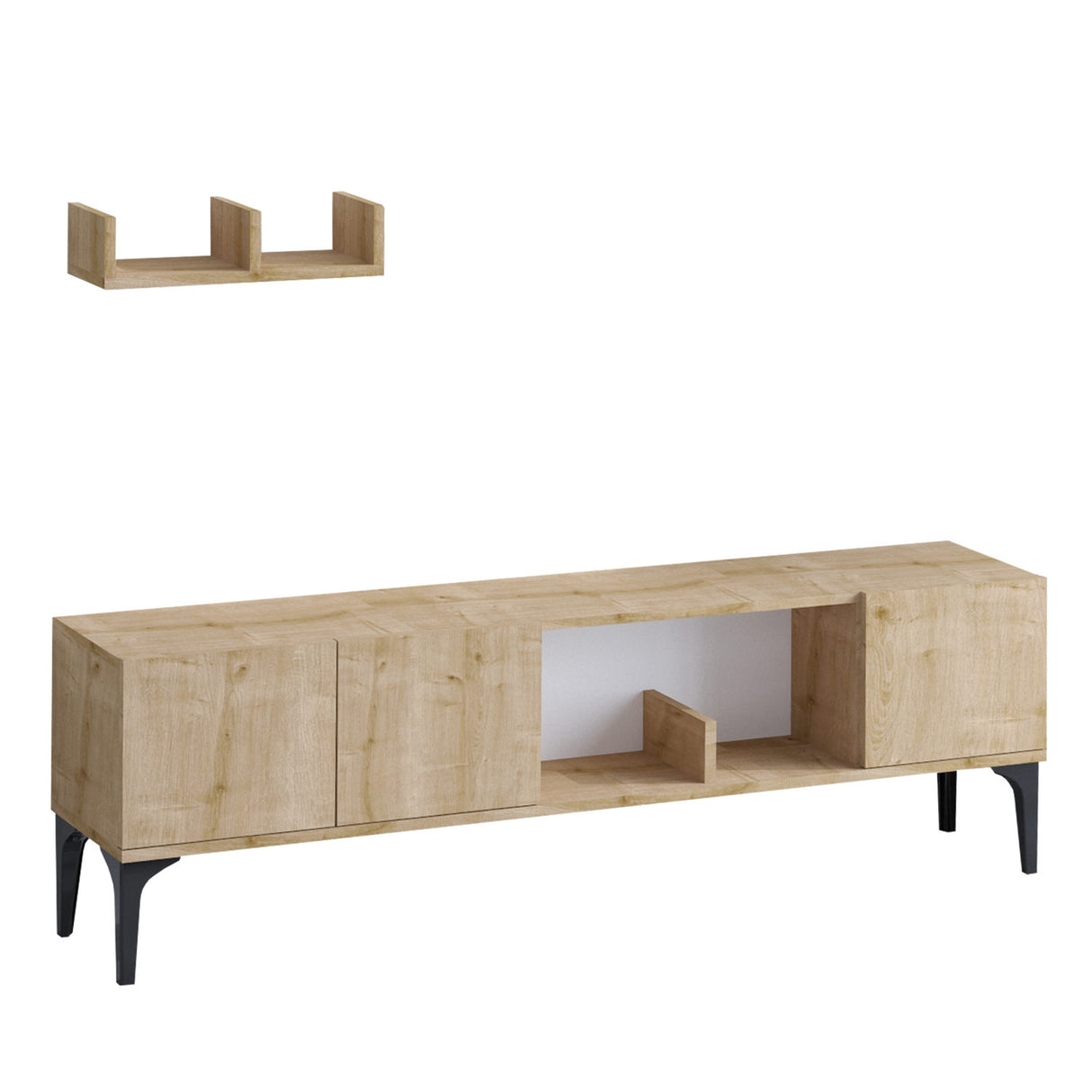 Comodă TV Vesta - Dec0071, Stejar safir - Negru, 150x35x47 cm