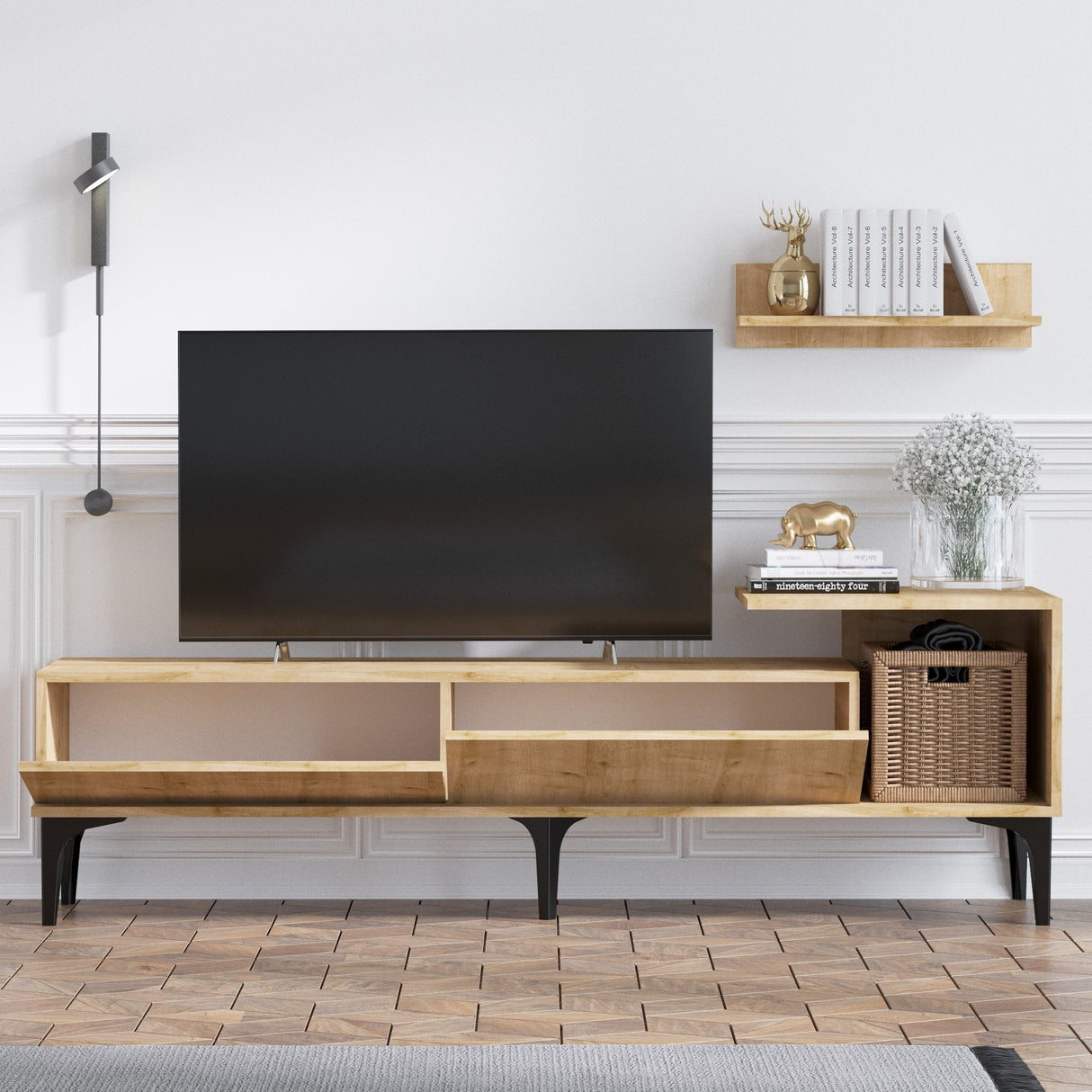 Comodă TV Lia, Stejar, 180x35x65 cm