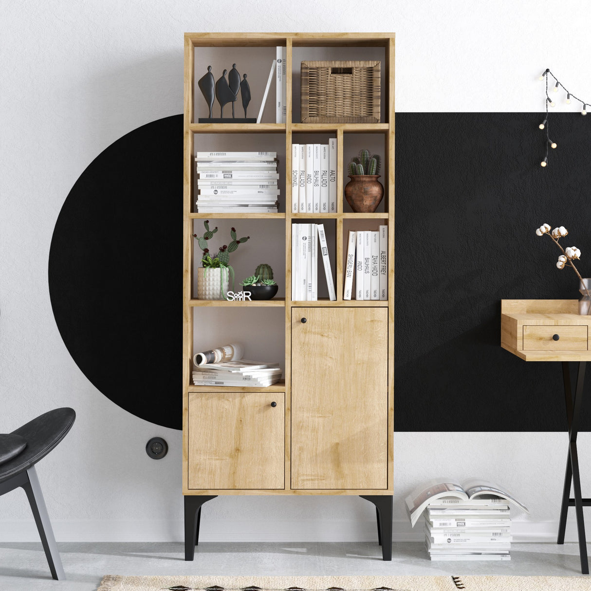 Bibliotecă Castor, Stejar safir, 60x30x175 cm