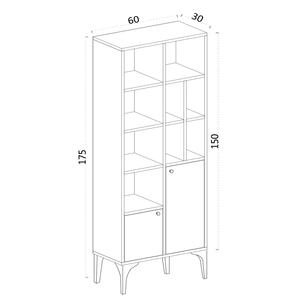 Bibliotecă Castor, Stejar safir, 60x30x175 cm