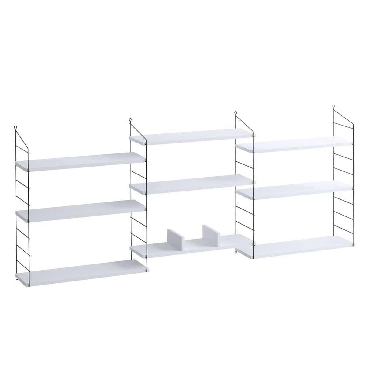 Bibliotecă Lungo, Alb - Negru, 85x20x216 cm
