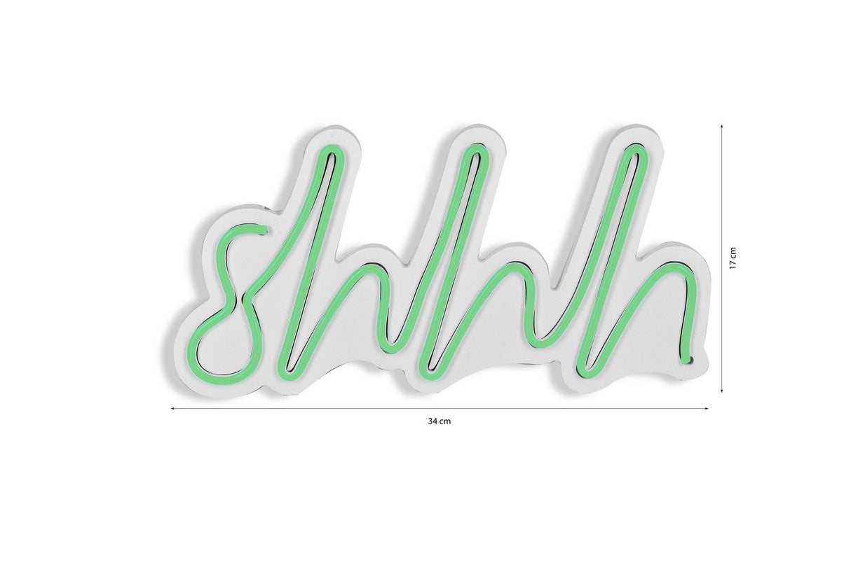 Lampă neon Shhh, Diverse culori, 34x17x2 cm - Verde | SKU: 395NGR1725 | Lampă neon Shhh, 34x17x2 cm, varianta Verde, produs pentru amenajarea locuinței, disponibil online în România la CasaMob