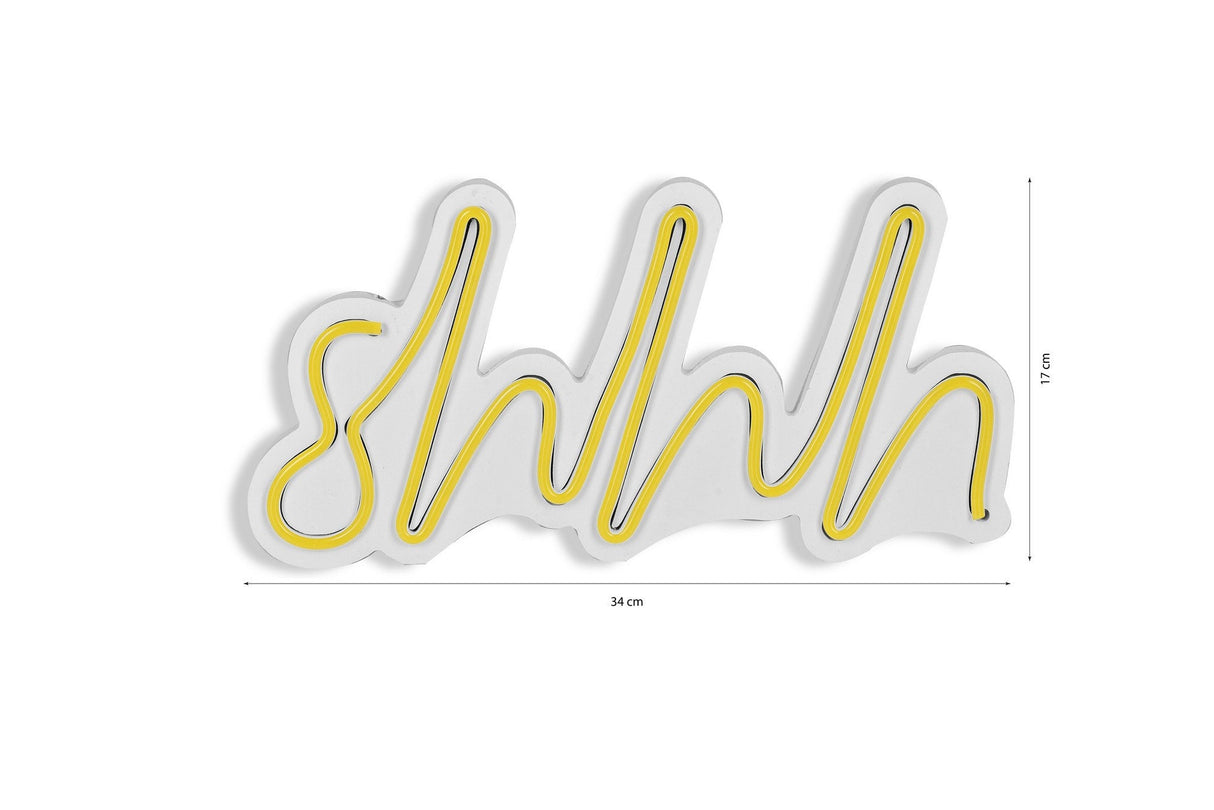 Lampă neon Shhh, Diverse culori, 34x17x2 cm - Galben | SKU: 395NGR1726 | Lampă neon Shhh, 34x17x2 cm, varianta Galben, produs pentru amenajarea locuinței, disponibil online în România la CasaMob