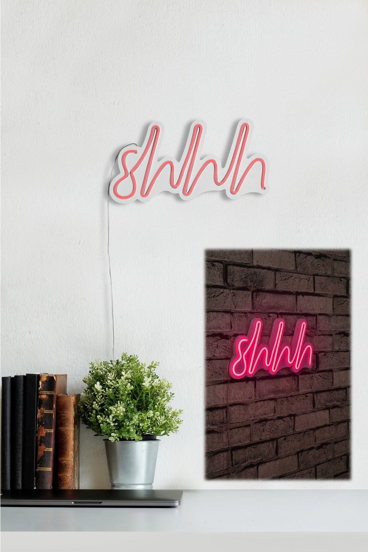 Lampă neon Shhh, Diverse culori, 34x17x2 cm - Roz | SKU: 395NGR1727 | Lampă neon Shhh, 34x17x2 cm, varianta Roz, produs pentru amenajarea locuinței, disponibil online în România la CasaMob