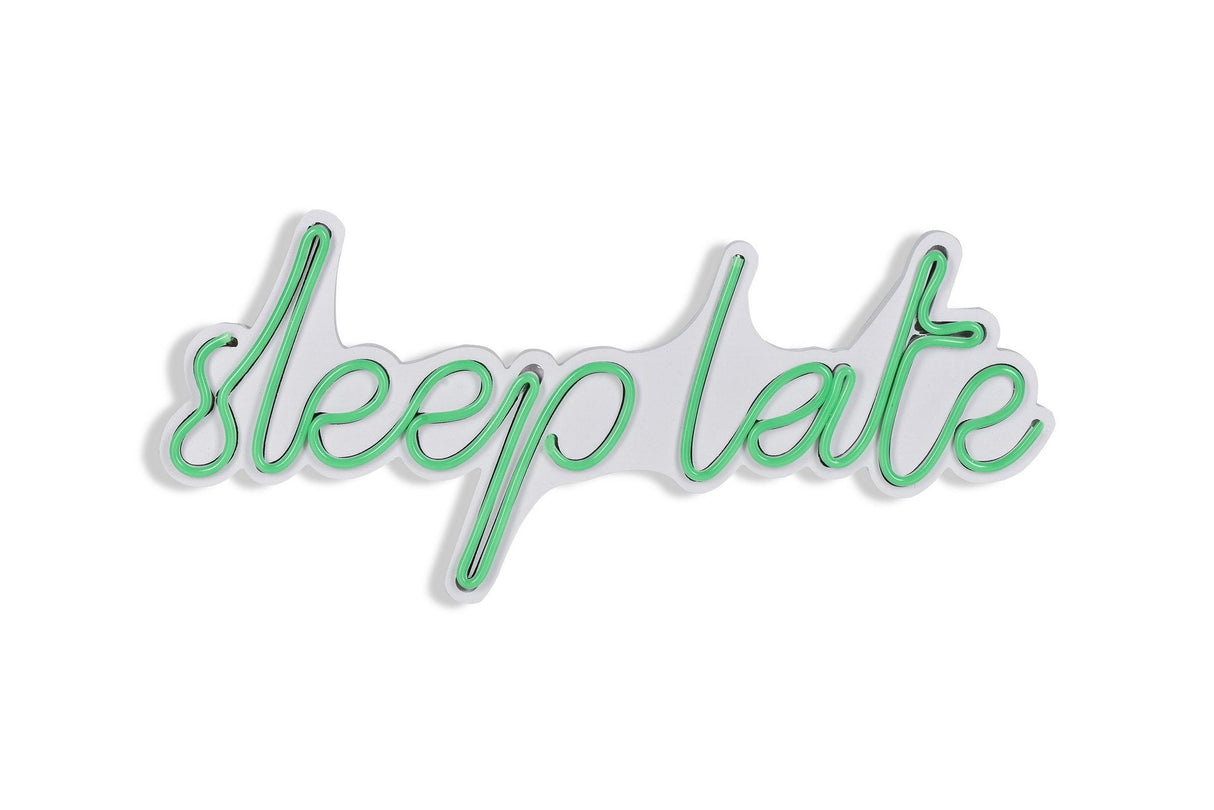 Lampă neon Sleep Late, Diverse culori, 46x20x2 cm - Verde | SKU: 395NGR1730 | Lampă neon Sleep Late, 46x20x2 cm, varianta Verde, produs pentru amenajarea locuinței, disponibil online în România la CasaMob