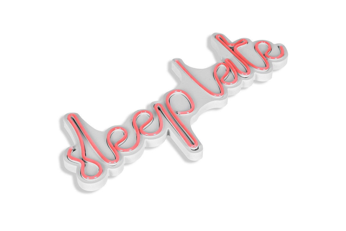 Lampă neon Sleep Late, Diverse culori, 46x20x2 cm - Roz | SKU: 395NGR1732 | Lampă neon Sleep Late, 46x20x2 cm, varianta Roz, produs pentru amenajarea locuinței, disponibil online în România la CasaMob