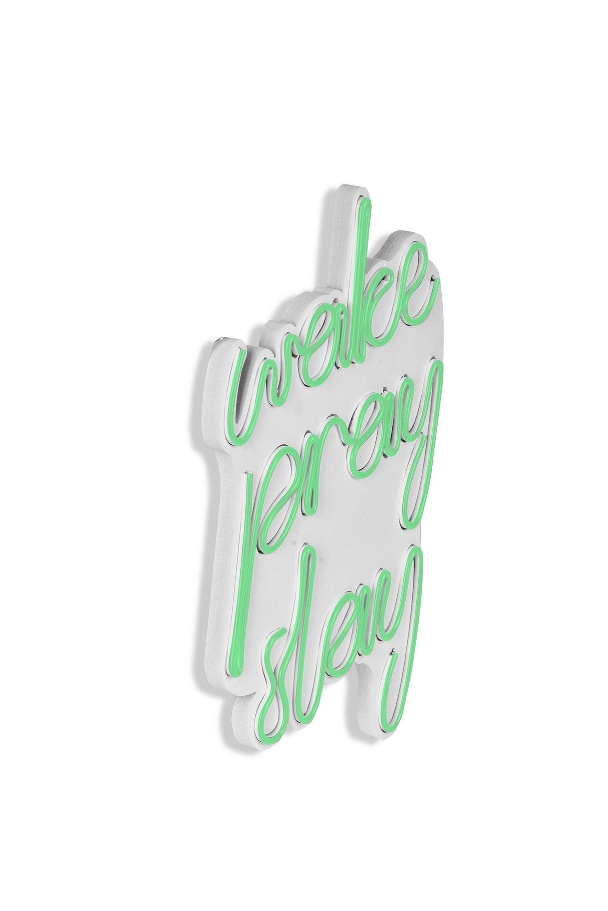 Lampă neon Wake Pray Slay, Diverse culori, 26x38x2 cm - Verde | SKU: 395NGR1749 | Lampă neon Wake Pray Slay, 26x38x2 cm, varianta Verde, produs pentru amenajarea locuinței, disponibil online în România la CasaMob