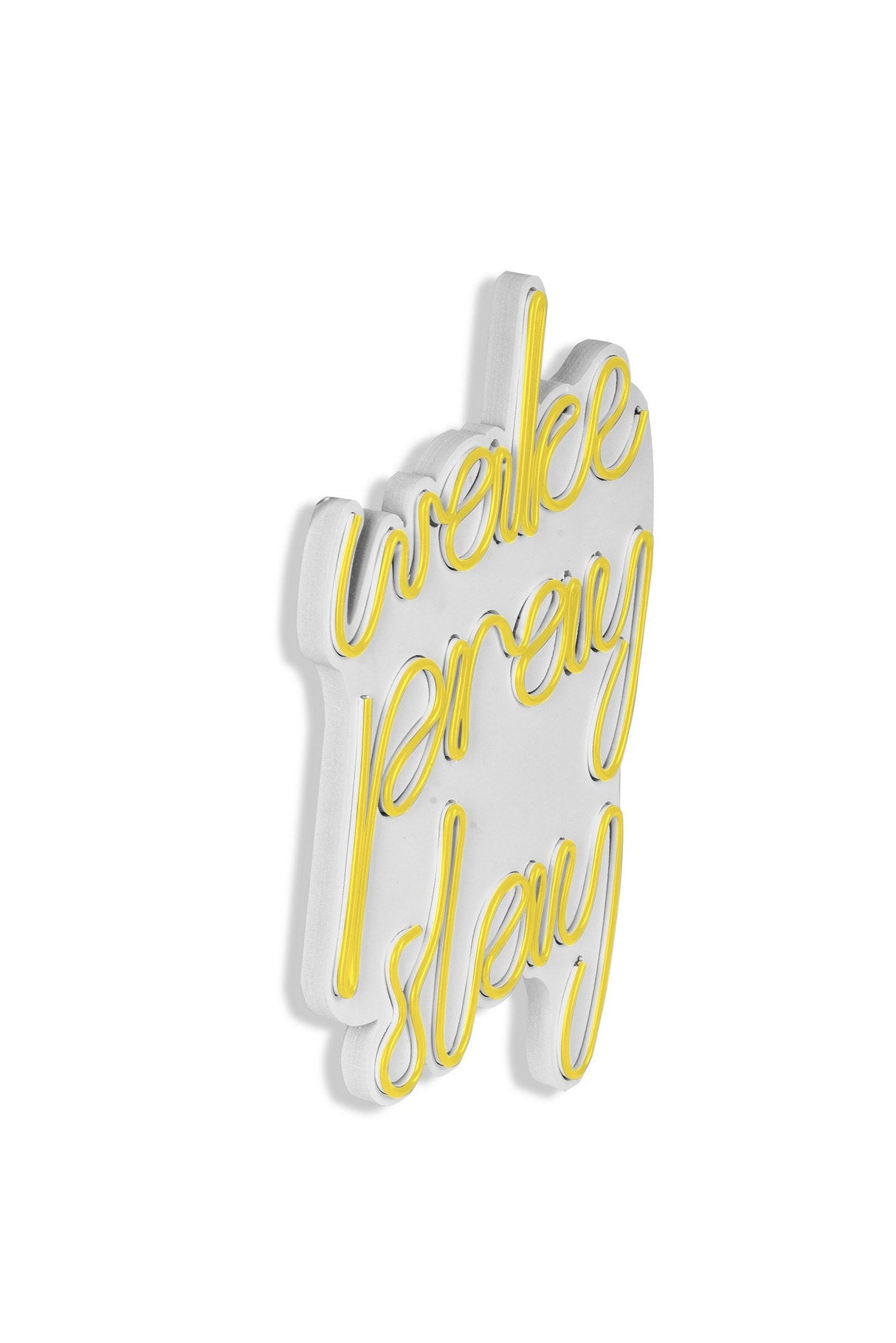 Lampă neon Wake Pray Slay, Diverse culori, 26x38x2 cm - Galben | SKU: 395NGR1750 | Lampă neon Wake Pray Slay, 26x38x2 cm, varianta Galben, produs pentru amenajarea locuinței, disponibil online în România la CasaMob