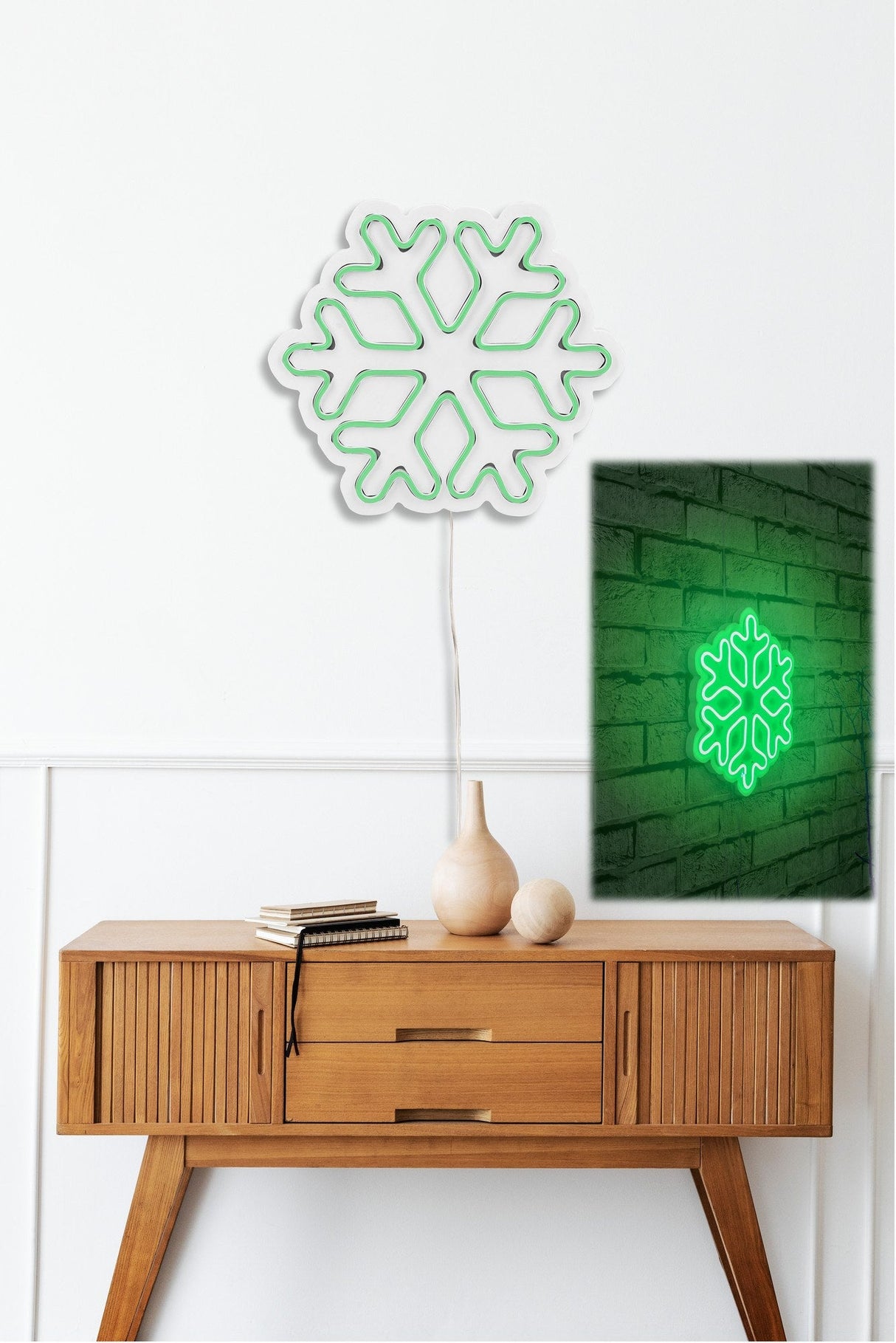 Lampă neon Snowflake, Diverse culori, 30x26x2 cm - Verde | SKU: 395NGR1960 | Lampă neon Snowflake, 30x26x2 cm, varianta Verde, produs pentru amenajarea locuinței, disponibil online în România la CasaMob