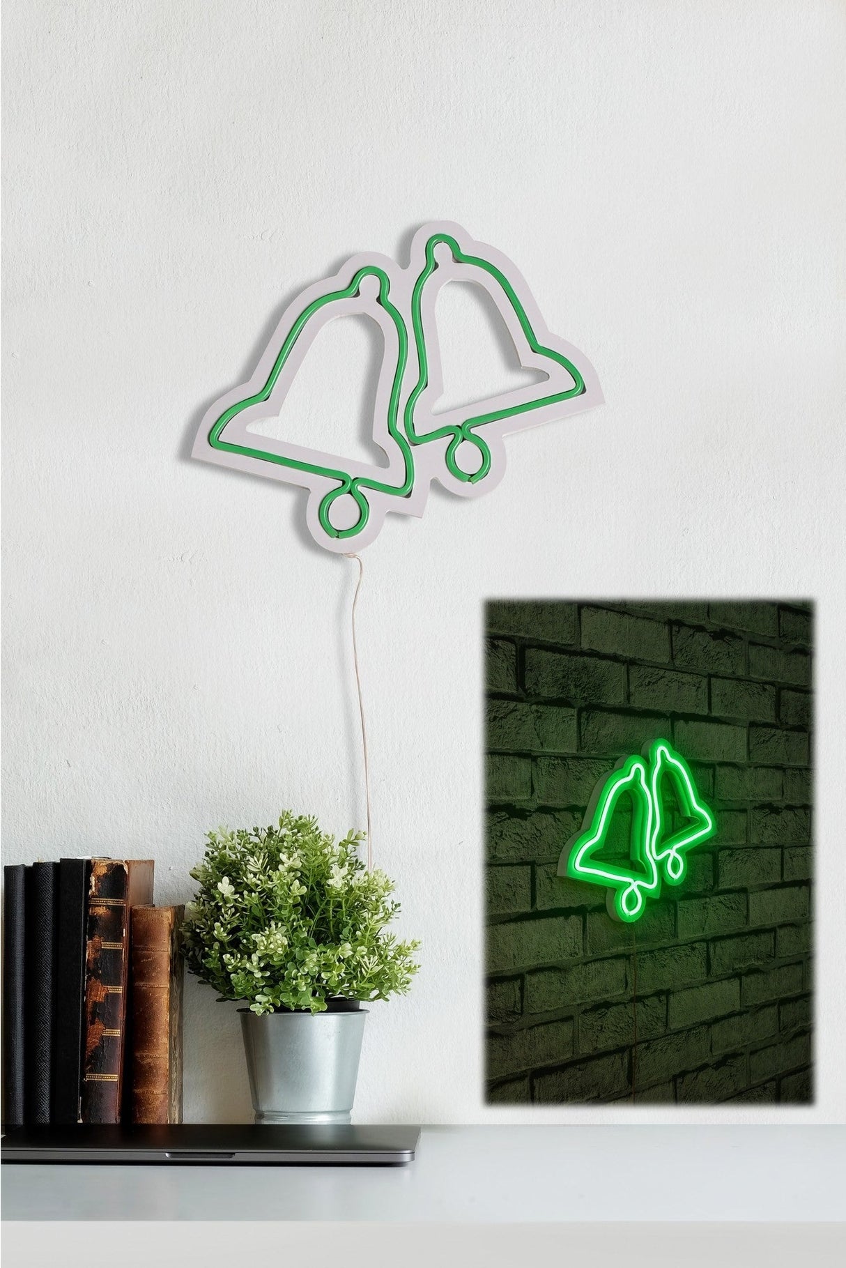Lampă neon Bells, Diverse culori, 30x24x2 cm - Verde | SKU: 395NGR1970 | Lampă neon Bells, 30x24x2 cm, varianta Verde, produs pentru amenajarea locuinței, disponibil online în România la CasaMob