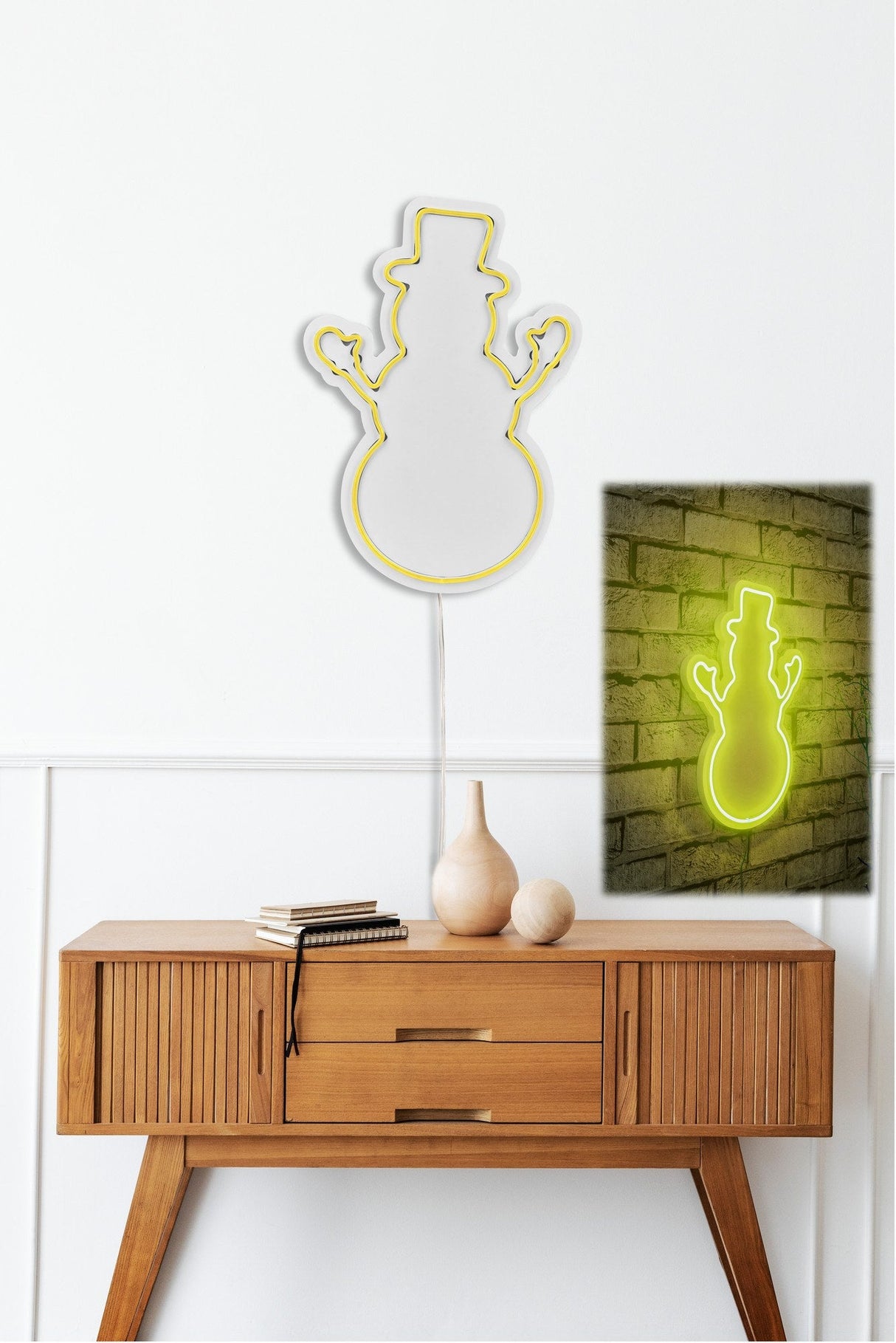 Lampă neon Snowman, Diverse culori, 18x35x2 cm - Galben | SKU: 395NGR1981 | Lampă neon Snowman, 18x35x2 cm, varianta Galben, produs pentru amenajarea locuinței, disponibil online în România la CasaMob