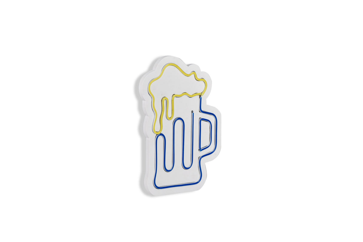 Lampă neon Beer Glass Yellow, Albastru - Galben, 26x35x2 cm