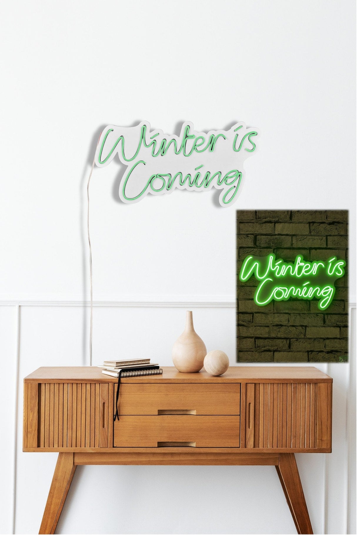 Lampă neon Winter is Coming, Diverse culori, 52x28x2 cm - Verde | SKU: 395NGR2098 | Lampă neon Winter is Coming, 52x28x2 cm, varianta Verde, produs pentru amenajarea locuinței, disponibil online în România la CasaMob