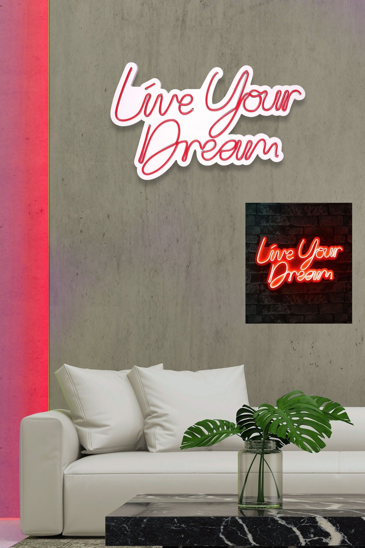 Lampă neon Live Your Dream, Diverse culori, 30x53x2 cm - Roșu | SKU: 395NGR2127 | Lampă neon Live Your Dream, 30x53x2 cm, varianta Roșu, produs pentru amenajarea locuinței, disponibil online în România la CasaMob