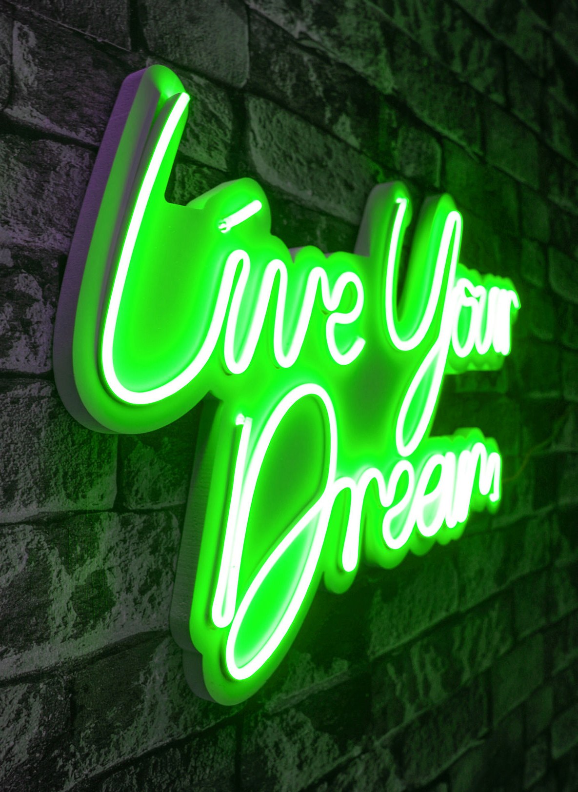 Lampă neon Live Your Dream, Diverse culori, 30x53x2 cm - Verde | SKU: 395NGR2129 | Lampă neon Live Your Dream, 30x53x2 cm, varianta Verde, produs pentru amenajarea locuinței, disponibil online în România la CasaMob