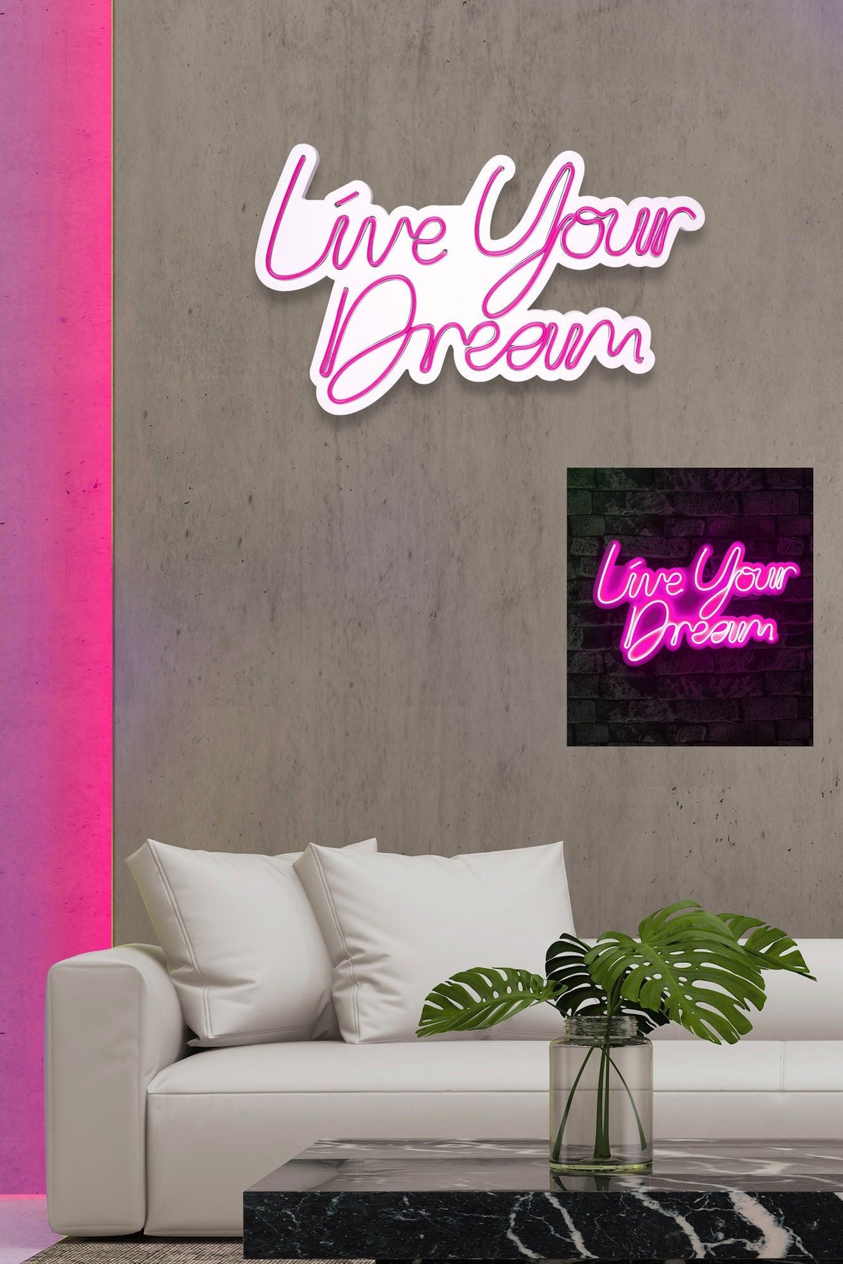 Lampă neon Live Your Dream, Diverse culori, 30x53x2 cm - Roz | SKU: 395NGR2131 | Lampă neon Live Your Dream, 30x53x2 cm, varianta Roz, produs pentru amenajarea locuinței, disponibil online în România la CasaMob