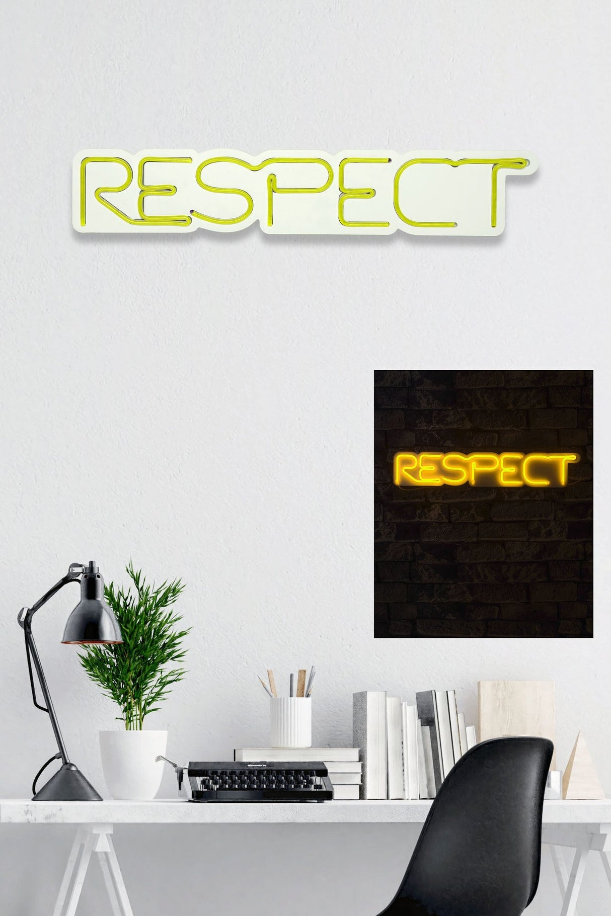 Lampă neon Respect, Diverse culori, 11x57x2 cm - Galben | SKU: 395NGR2142 | Lampă neon Respect, 11x57x2 cm, varianta Galben, produs pentru amenajarea locuinței, disponibil online în România la CasaMob