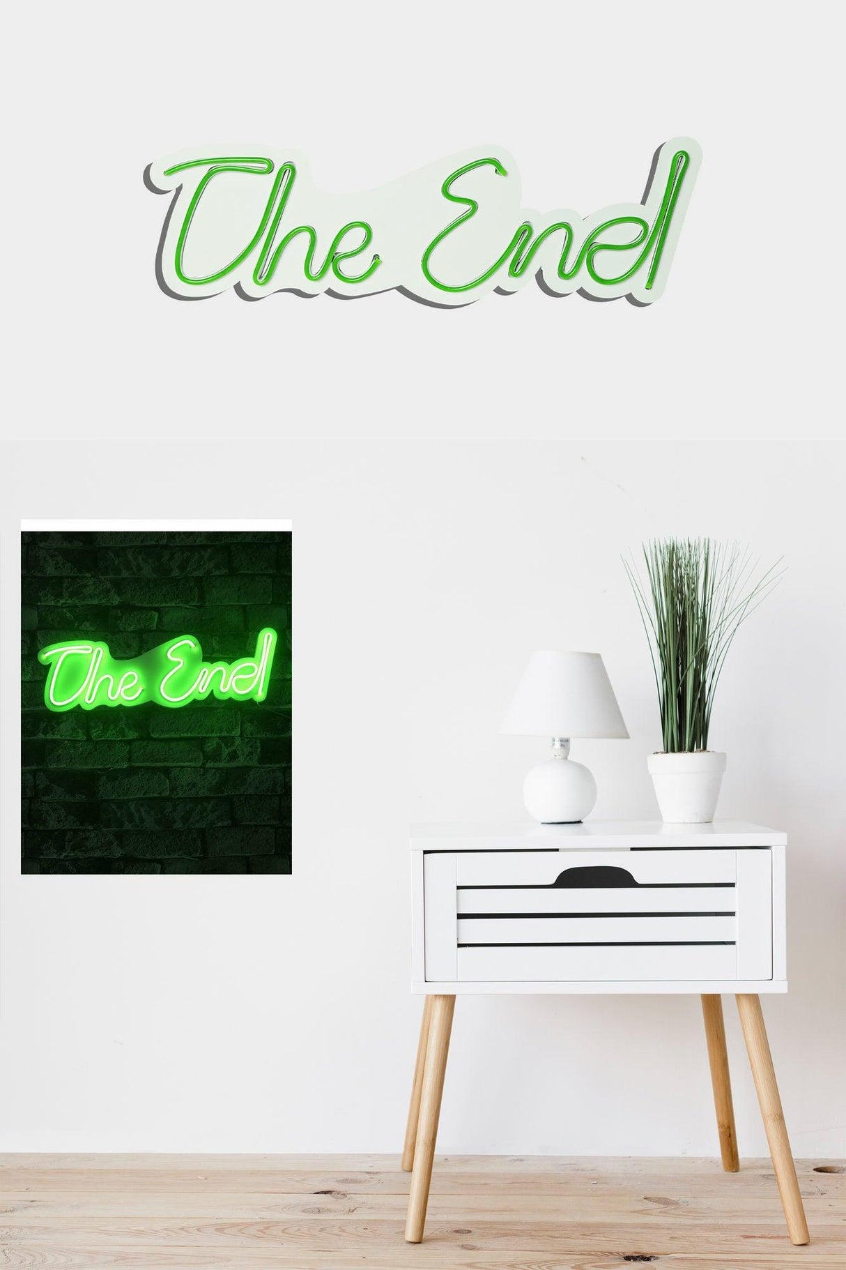 Lampă neon The End, Diverse culori, 16x50x2 cm - Verde | SKU: 395NGR2210 | Lampă neon The End, 16x50x2 cm, varianta Verde, produs pentru amenajarea locuinței, disponibil online în România la CasaMob
