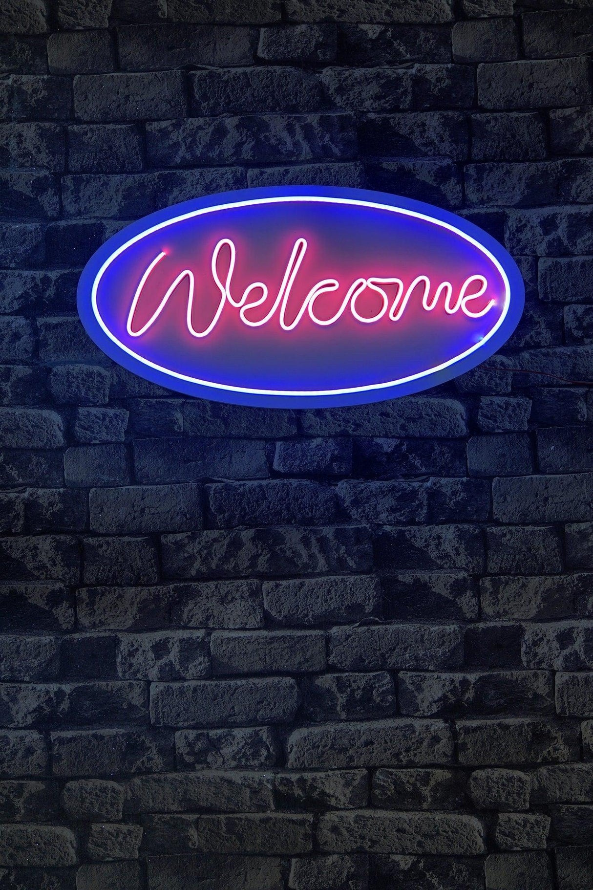 Lampă neon Welcome, Diverse culori, 29x58x2 cm - Albastru - Roz | SKU: 395NGR2223 | Lampă neon Welcome, 29x58x2 cm, varianta Albastru - Roz, produs pentru amenajarea locuinței, disponibil online în România la CasaMob