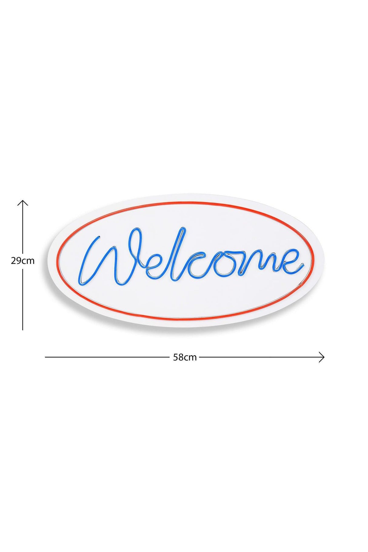 Lampă neon Welcome, Diverse culori, 29x58x2 cm - Roșu - Albastru | SKU: 395NGR2224 | Lampă neon Welcome, 29x58x2 cm, varianta Roșu - Albastru, produs pentru amenajarea locuinței, disponibil online în România la CasaMob