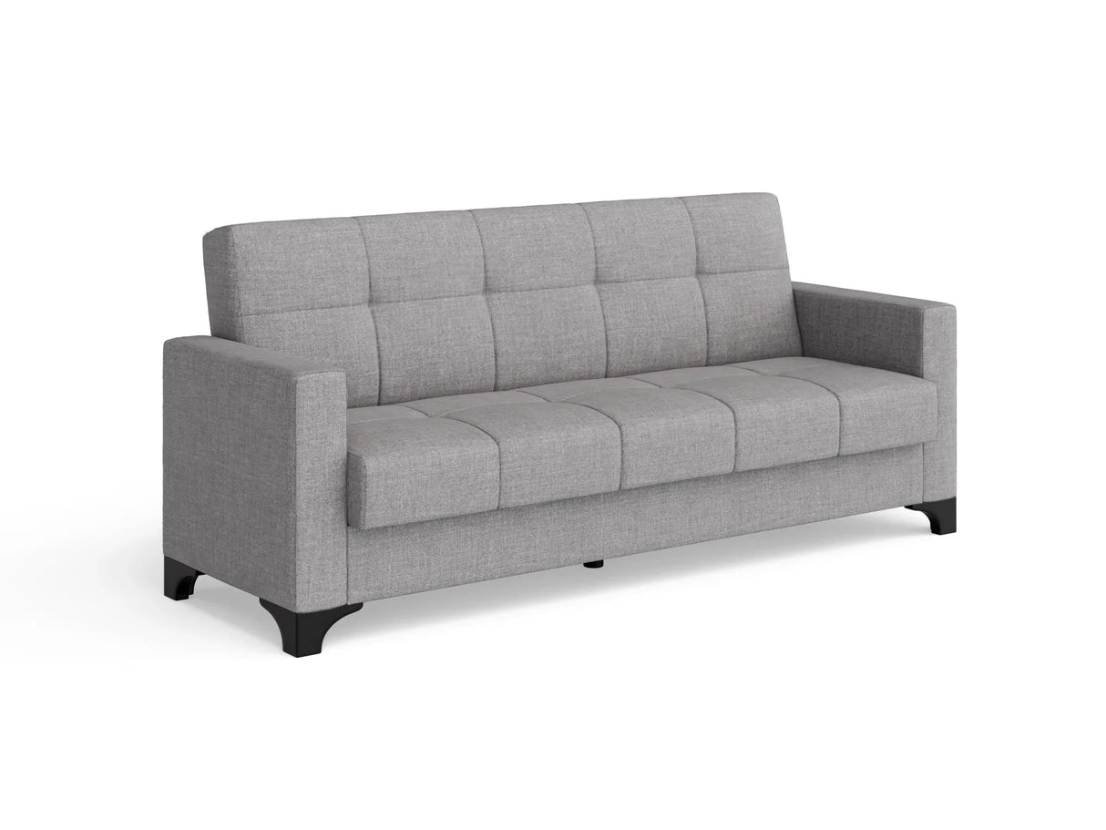Canapea extensibila 3 locuri Salonika, cu lada de depozitare, Diverse culori, 215x70x95 cm - Gri deschis | SKU: 3SBC/xx-TW019 | Canapea extensibila 3 locuri Salonika, cu lada de depozitare, 215x70x95 cm, varianta Gri deschis, produs pentru amenajarea locuinței, disponibil online în România la CasaMob