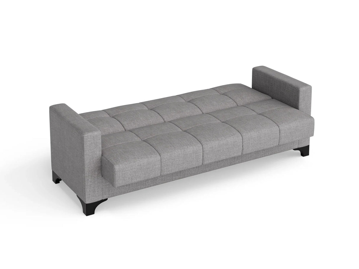 Canapea extensibila 3 locuri Salonika, cu lada de depozitare, Diverse culori, 215x70x95 cm - Gri deschis | SKU: 3SBC/xx-TW019 | Canapea extensibila 3 locuri Salonika, cu lada de depozitare, 215x70x95 cm, varianta Gri deschis, produs pentru amenajarea locuinței, disponibil online în România la CasaMob