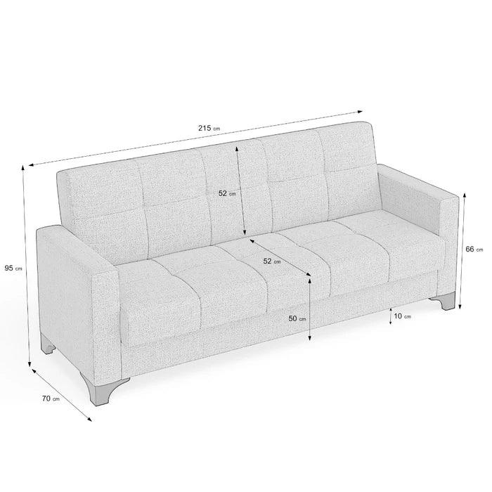Canapea extensibila 3 locuri Salonika, cu lada de depozitare, Diverse culori, 215x70x95 cm - Gri închis | SKU: 3SBC/xx-TW022 | Canapea extensibila 3 locuri Salonika, cu lada de depozitare, 215x70x95 cm, varianta Gri închis, produs pentru amenajarea locuinței, disponibil online în România la CasaMob