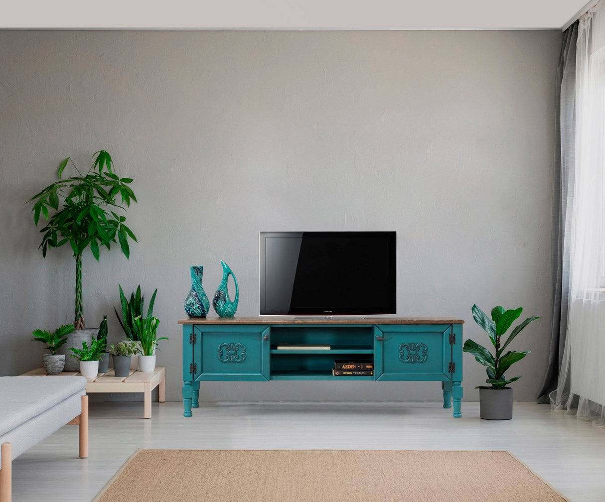 Comodă TV Ada TV, Diverse culori, 150x50x40 cm - Turcoaz | SKU: 472PHL1102 | Comodă TV Ada TV, 150x50x40 cm, varianta Turcoaz, produs pentru amenajarea locuinței, disponibil online în România la CasaMob