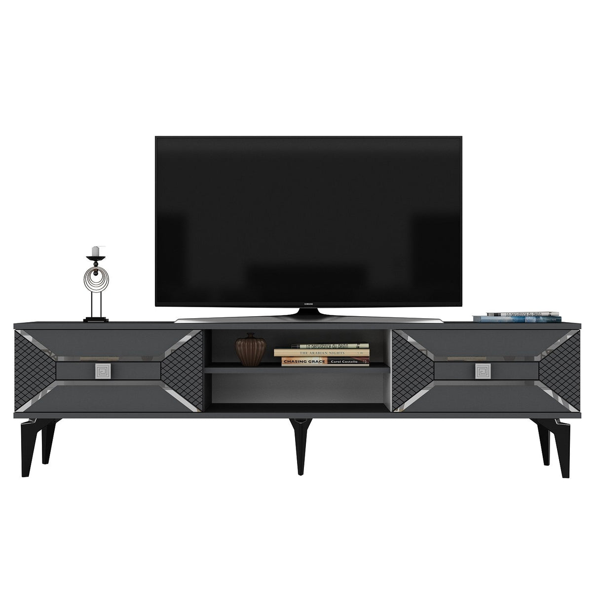 Comodă TV Yumedi, Diverse culori, 150x30x50 cm - Antracit - Argintiu | SKU: 475OLV1157 | Comodă TV Yumedi, 150x30x50 cm, varianta Antracit - Argintiu, produs pentru amenajarea locuinței, disponibil online în România la CasaMob