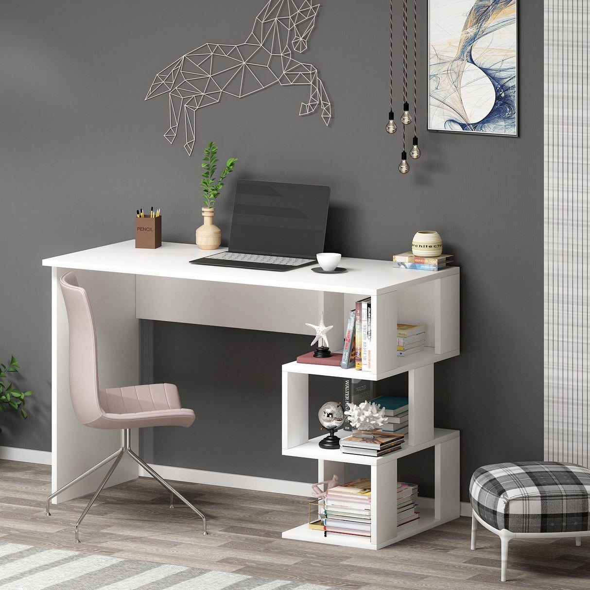Birou Dardanos, Diverse culori, 110x50x74 cm - Alb | SKU: 475OLV1207 | Birou Dardanos, 110x50x74 cm, varianta Alb, produs pentru amenajarea locuinței, disponibil online în România la CasaMob