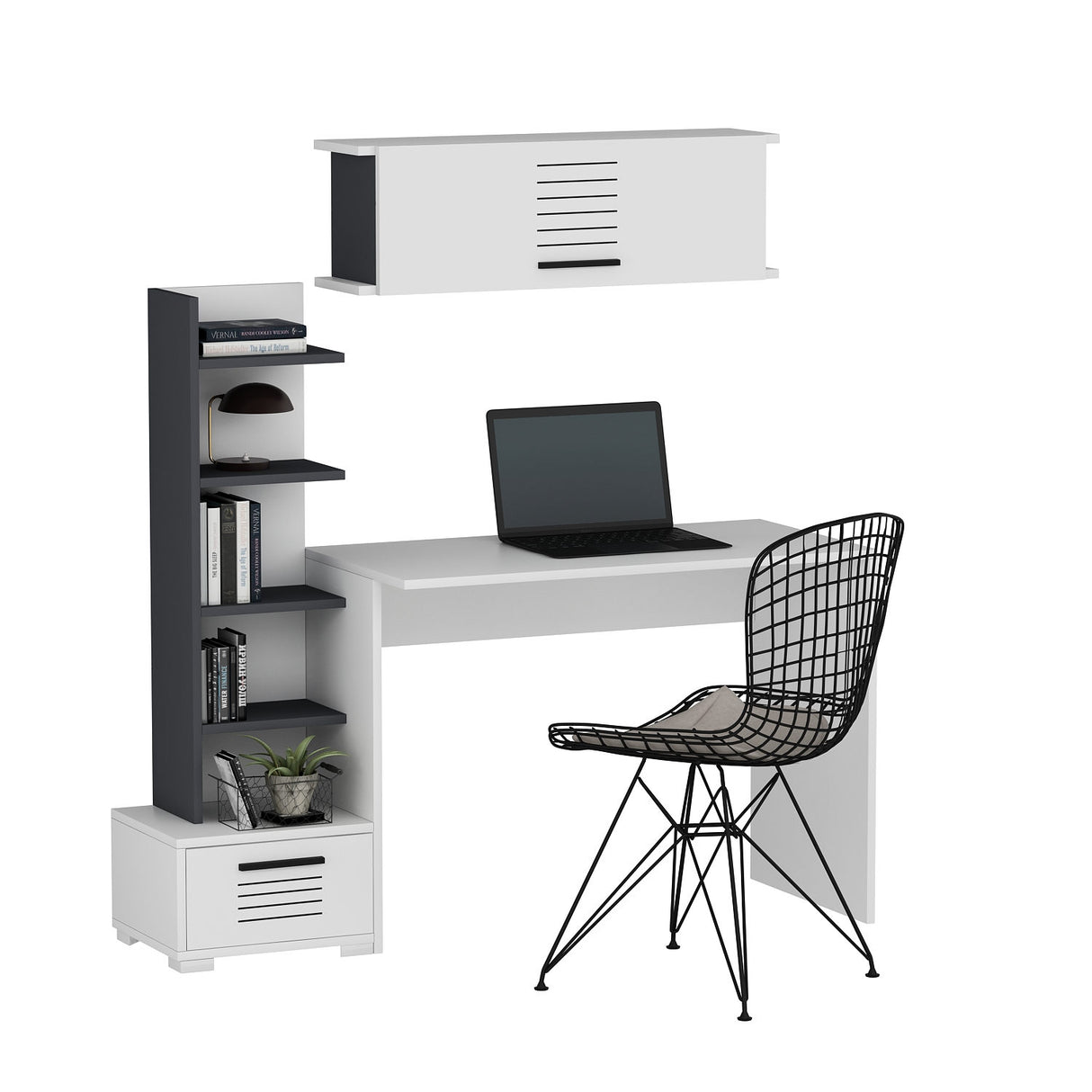 Birou Dawn, Diverse culori, 120x60x72 cm - Antracit - Alb | SKU: 475OLV1212 | Birou Dawn, 120x60x72 cm, varianta Antracit - Alb, produs pentru amenajarea locuinței, disponibil online în România la CasaMob