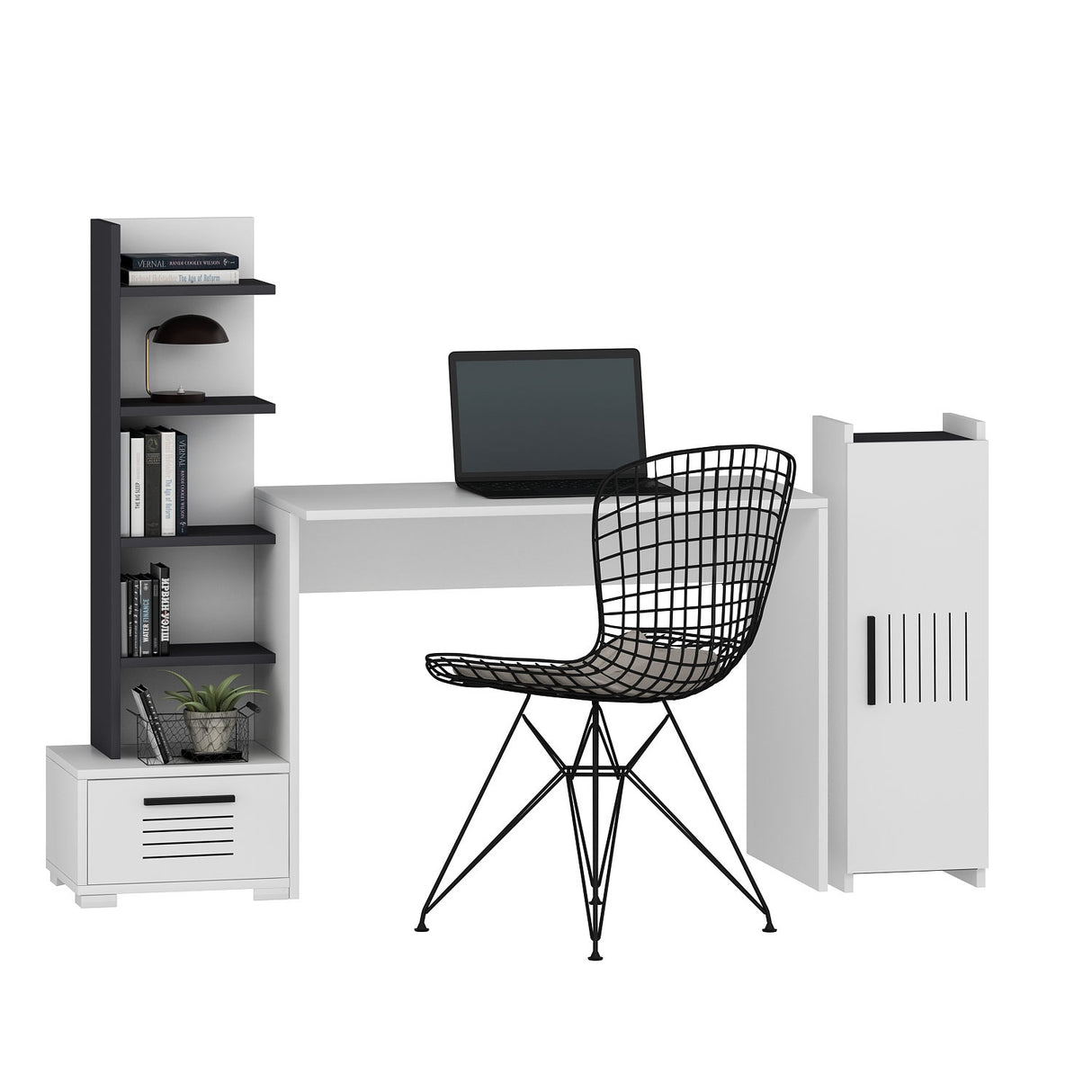 Birou Dawn, Diverse culori, 120x60x72 cm - Antracit - Alb | SKU: 475OLV1212 | Birou Dawn, 120x60x72 cm, varianta Antracit - Alb, produs pentru amenajarea locuinței, disponibil online în România la CasaMob