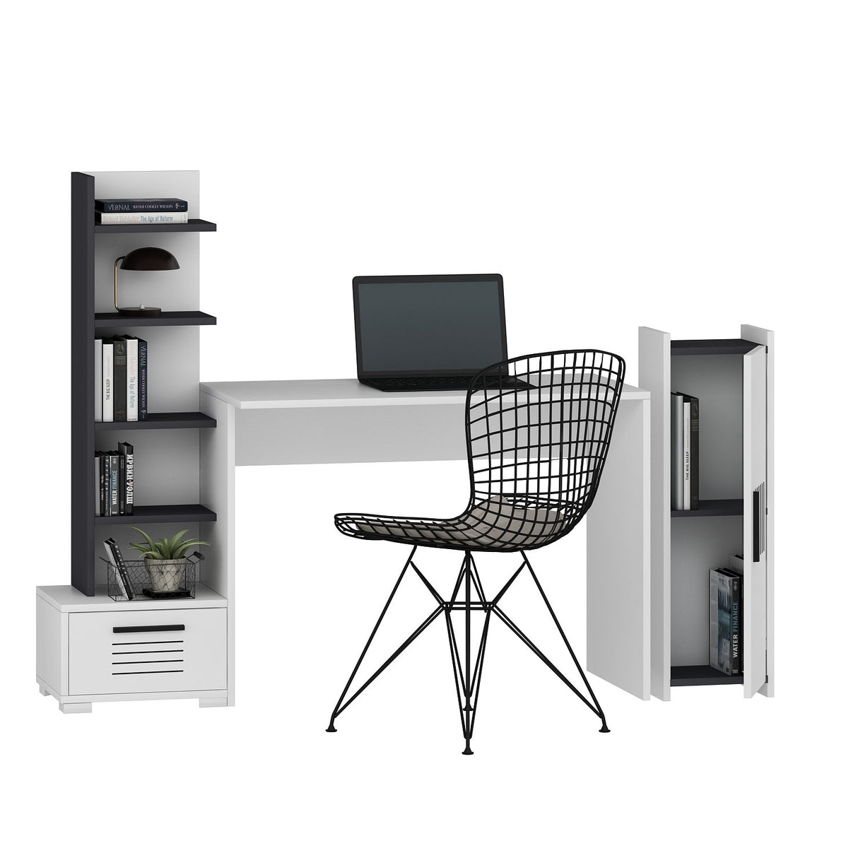 Birou Dawn, Diverse culori, 120x60x72 cm - Antracit - Alb | SKU: 475OLV1212 | Birou Dawn, 120x60x72 cm, varianta Antracit - Alb, produs pentru amenajarea locuinței, disponibil online în România la CasaMob