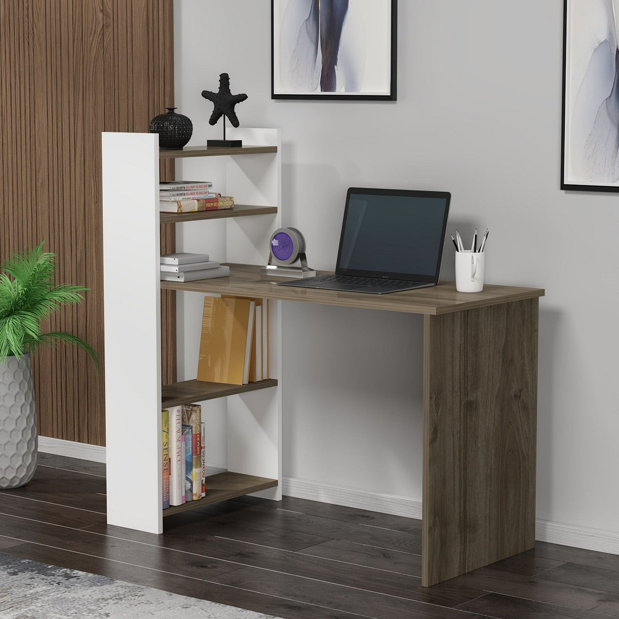 Birou Enna, Diverse culori, 110x50x110 cm - Nuc - Alb | SKU: 475OLV1218 | Birou Enna, 110x50x110 cm, varianta Nuc - Alb, produs pentru amenajarea locuinței, disponibil online în România la CasaMob