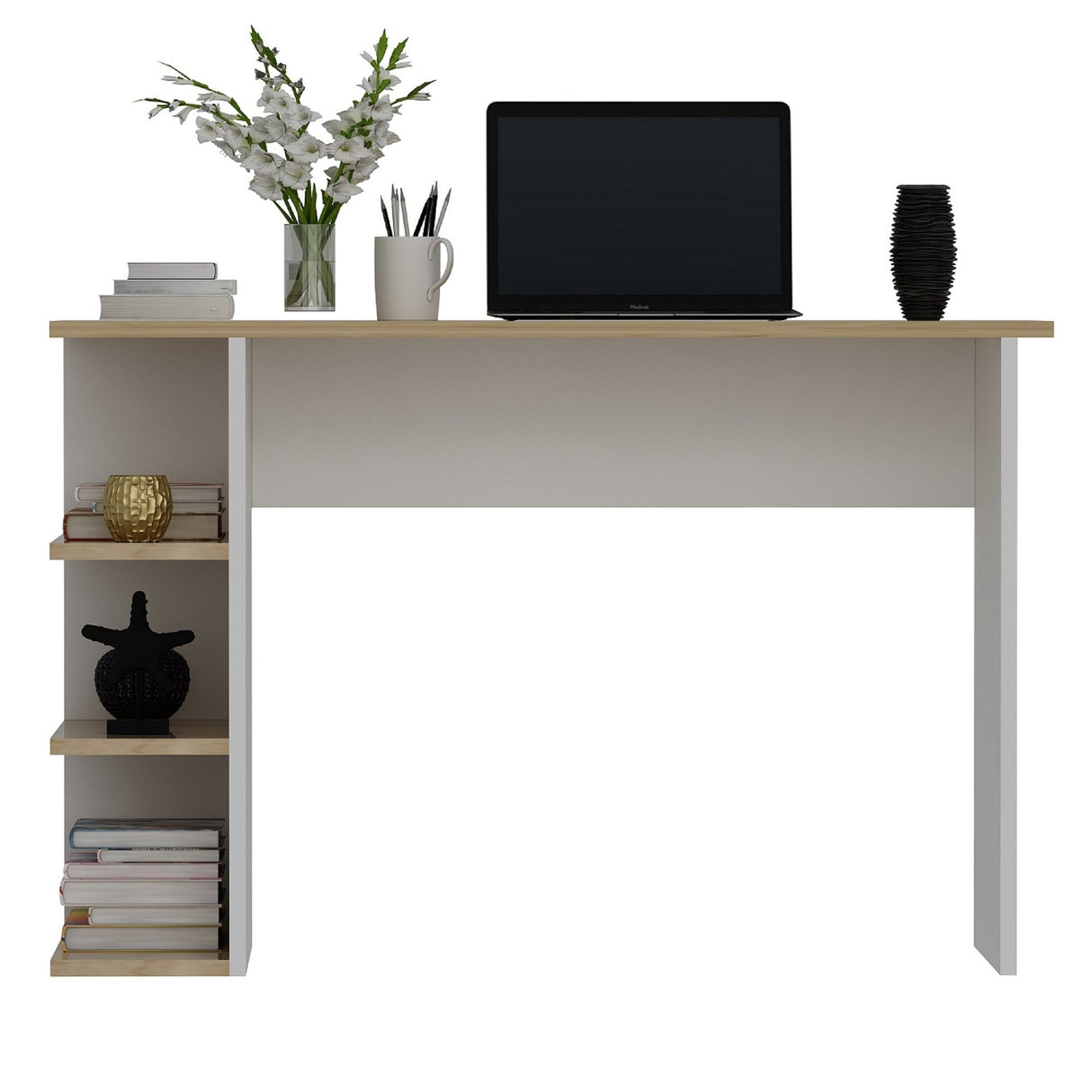 Birou Dora, Diverse culori, 110x45x72 cm - Stejar safir - Alb | SKU: 475OLV1228 | Birou Dora, 110x45x72 cm, varianta Stejar safir - Alb, produs pentru amenajarea locuinței, disponibil online în România la CasaMob