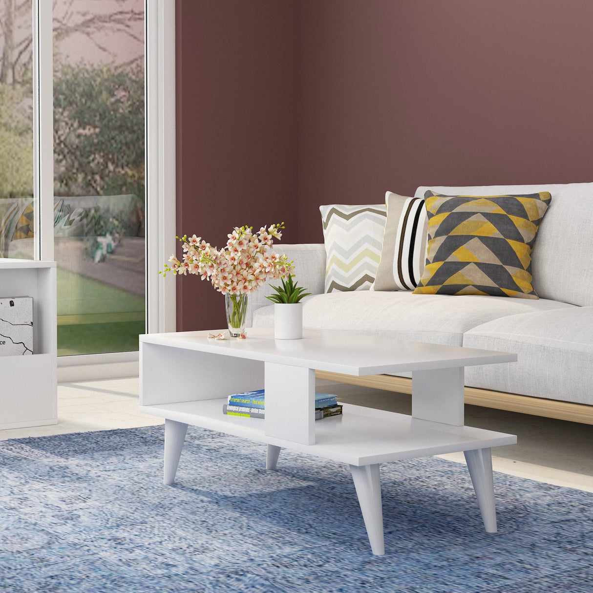 Măsuță de cafea Ayca, Diverse culori, 90x45x40 cm - Alb | SKU: 475OLV1318 | Măsuță de cafea Ayca, 90x45x40 cm, varianta Alb, produs pentru amenajarea locuinței, disponibil online în România la CasaMob