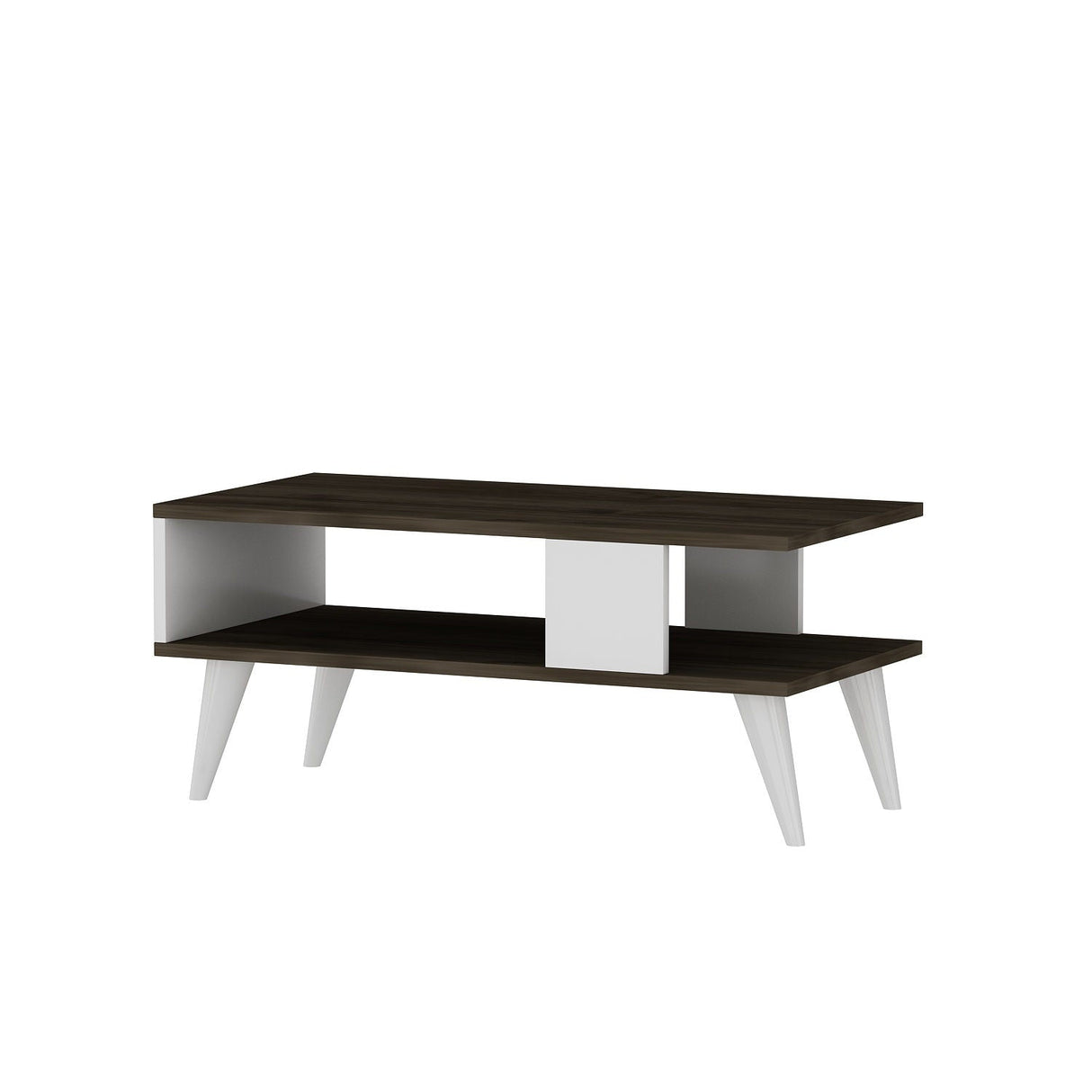 Măsuță de cafea Ayca, Diverse culori, 90x45x40 cm - Nuc - Alb | SKU: 475OLV1319 | Măsuță de cafea Ayca, 90x45x40 cm, varianta Nuc - Alb, produs pentru amenajarea locuinței, disponibil online în România la CasaMob